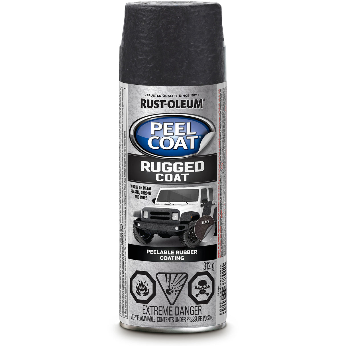 Automotive Rugged Peelable Rubber Coating, Black, Textured, Aerosol Can