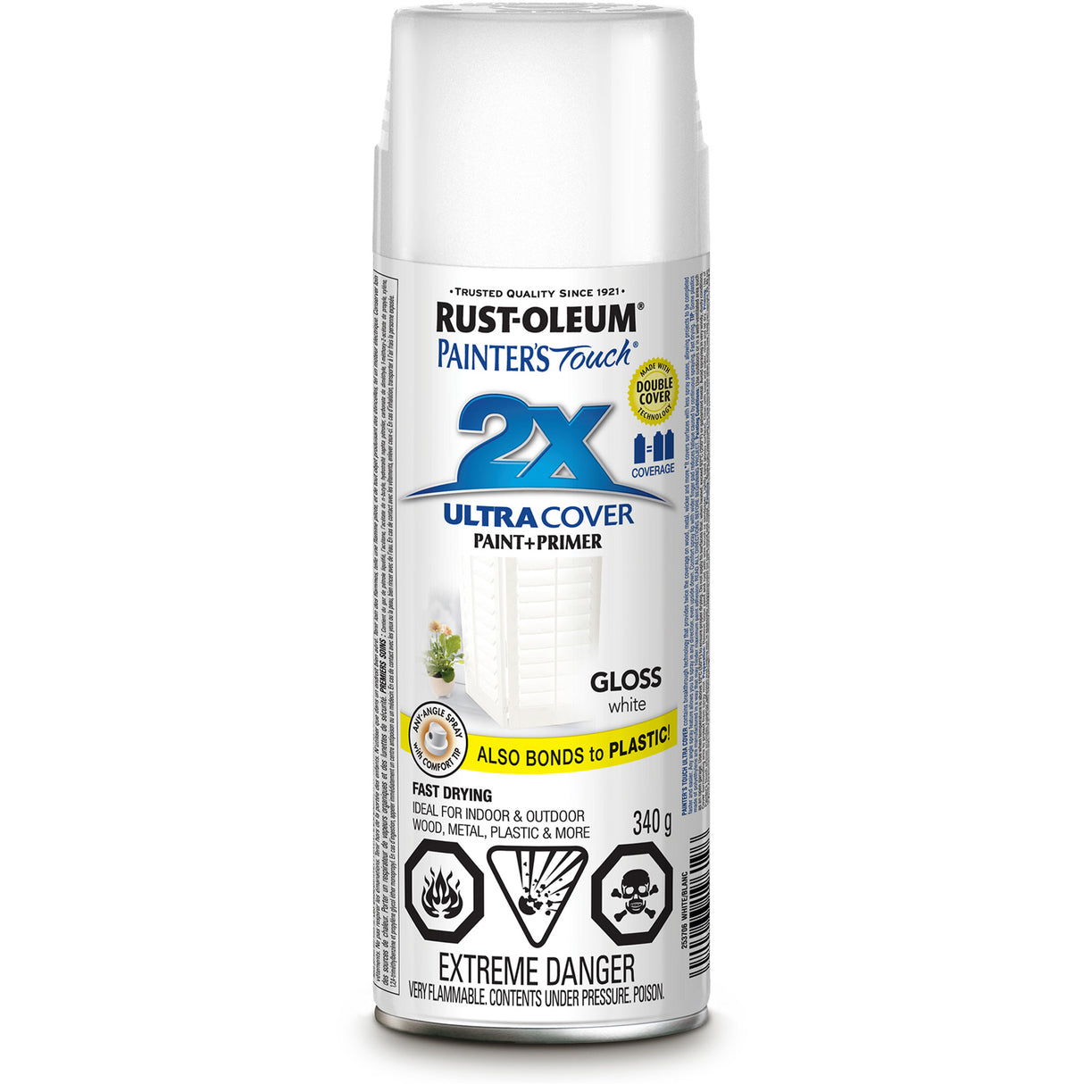 Painter's Touch® Ultra Cover Paint, White, Gloss, Aerosol Can