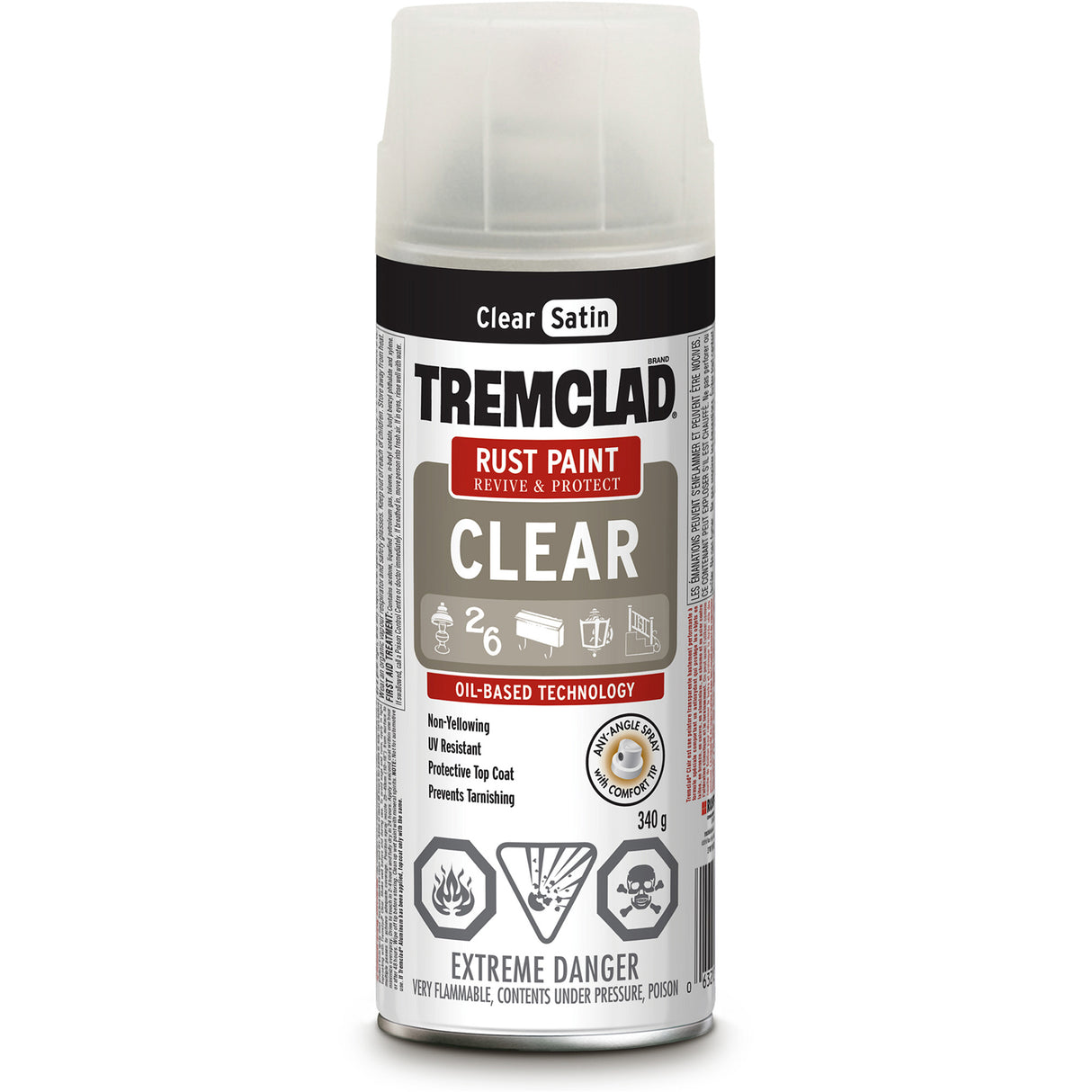 Tremclad® Oil Based Rust Paint, Clear, Satin, Aerosol Can