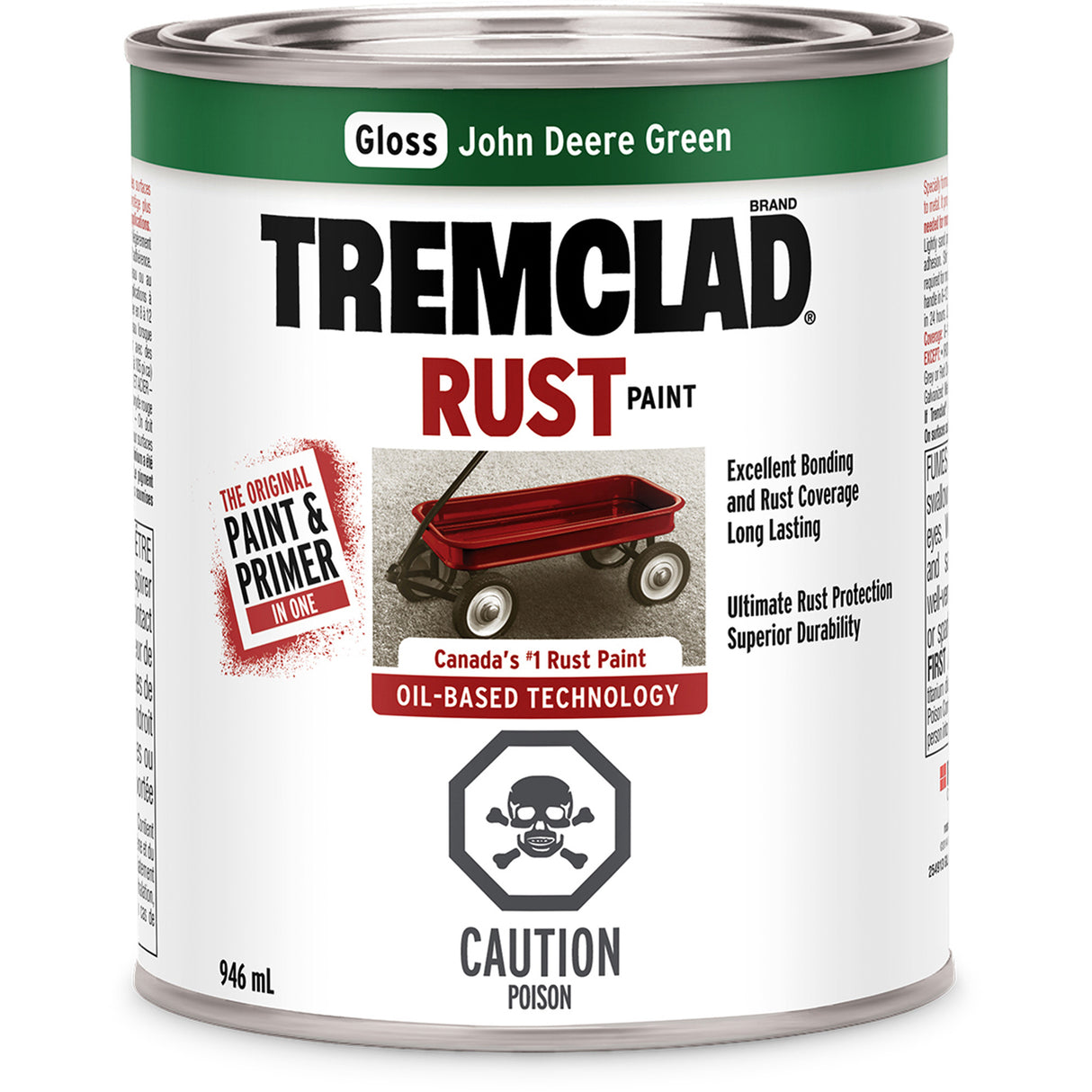 Tremclad® Oil Based Rust Paint, John Deere Green, Gloss, 946 ml, Can