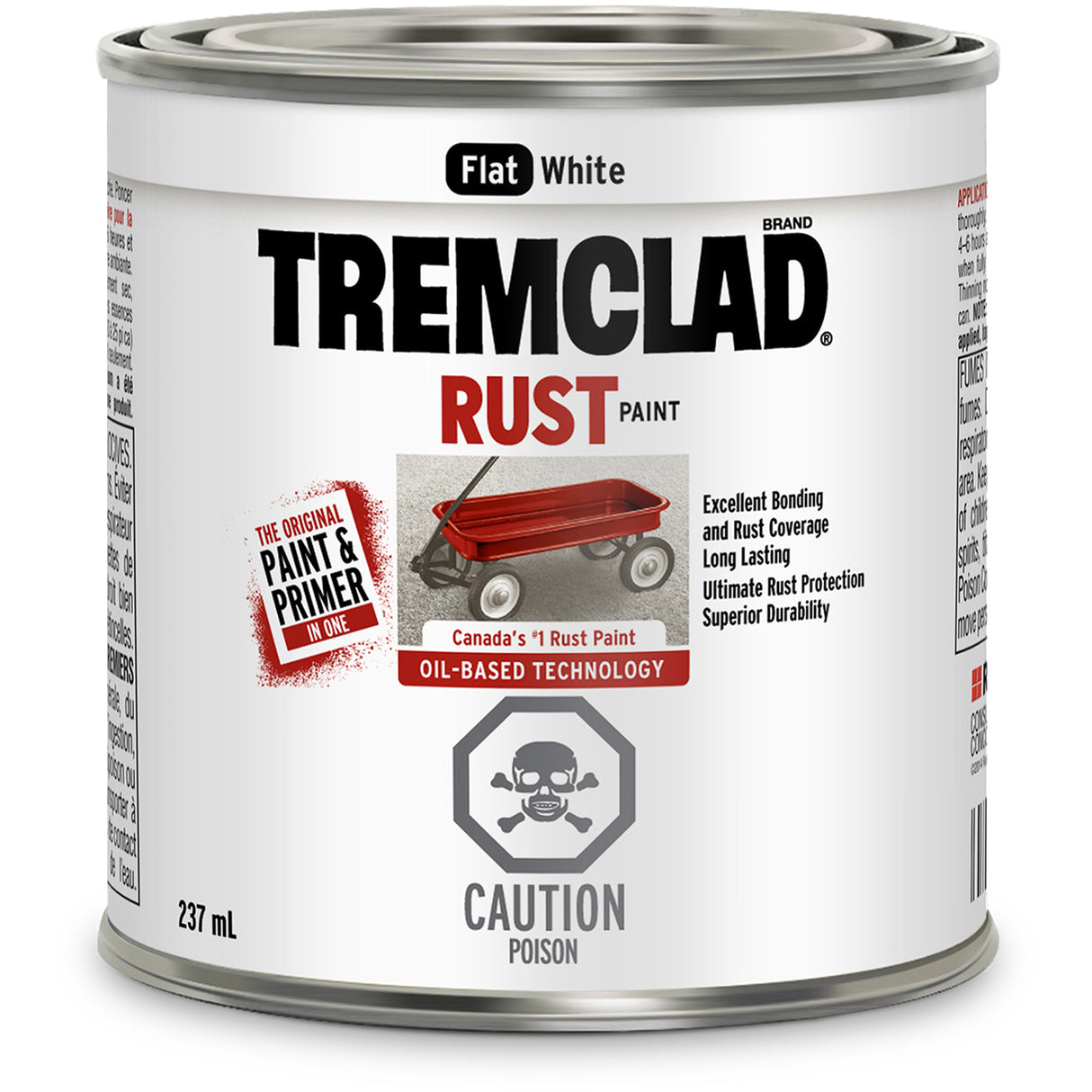 Tremclad® Oil Based Rust Paint, White, Very Flat, 237 ml, Can
