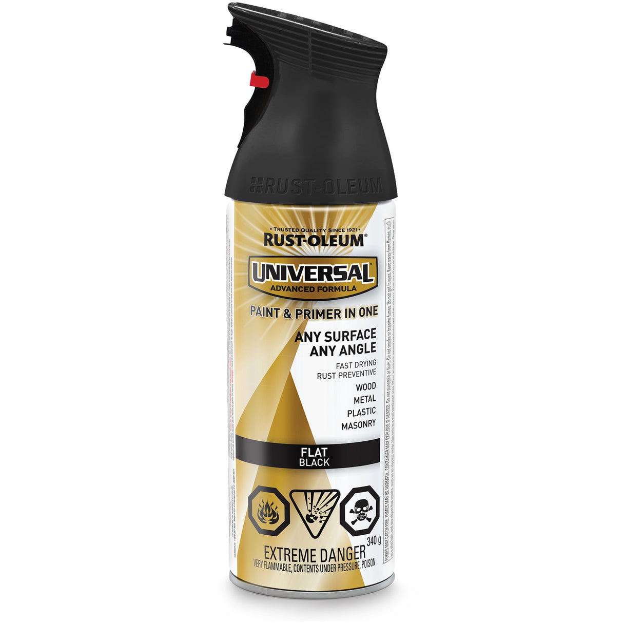 Universal® Enamel Paint & Primer In One, Black, Very Flat, Aerosol Can