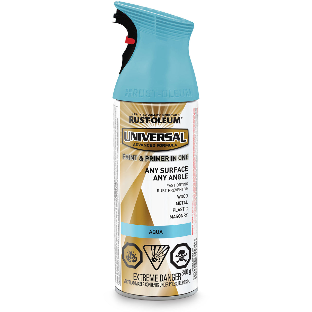 Universal® Enamel Paint & Primer In One, Aqua Blue, Satin, Aerosol Can