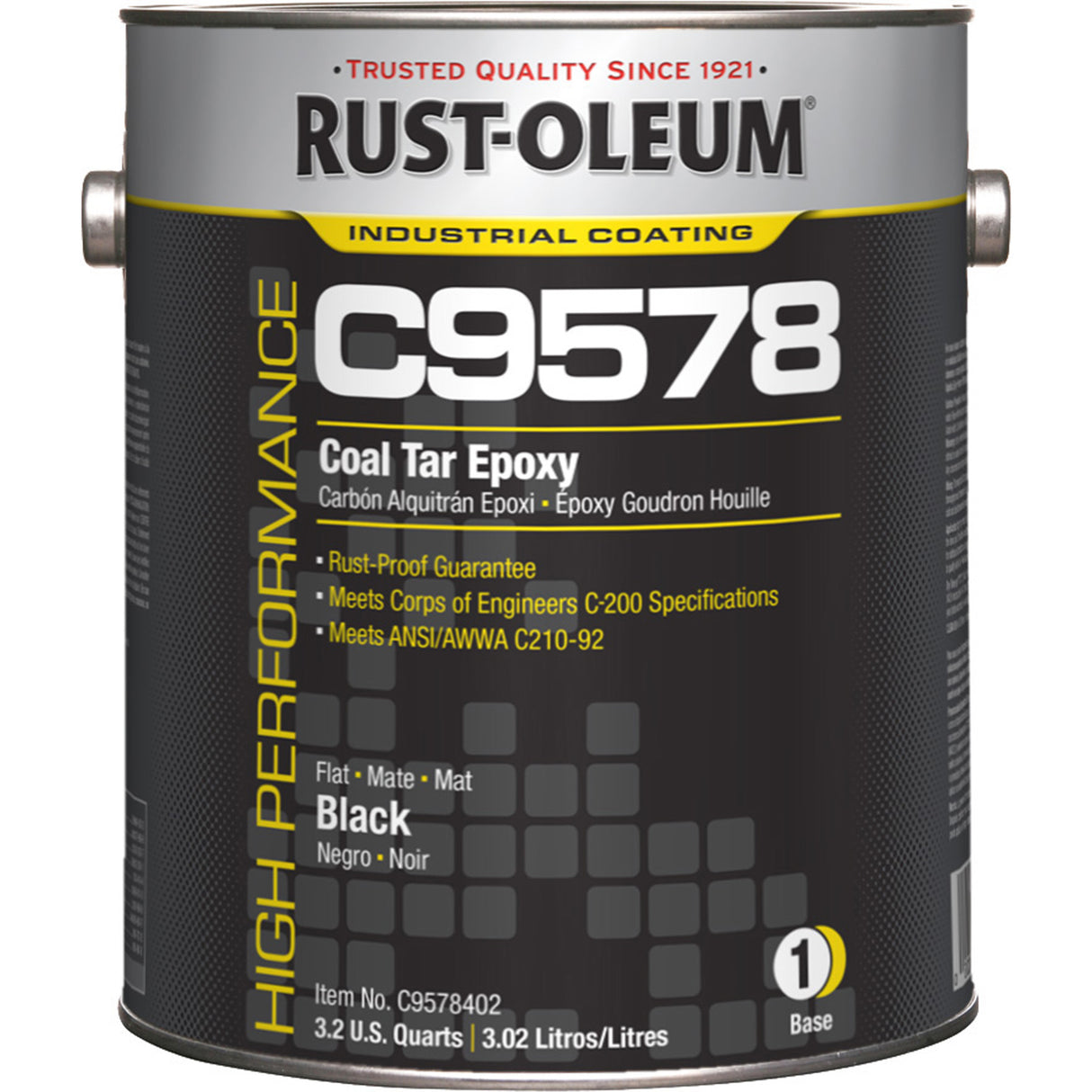C9578 System Coal Tar High Solids Epoxy Base Component, Black, Gallon