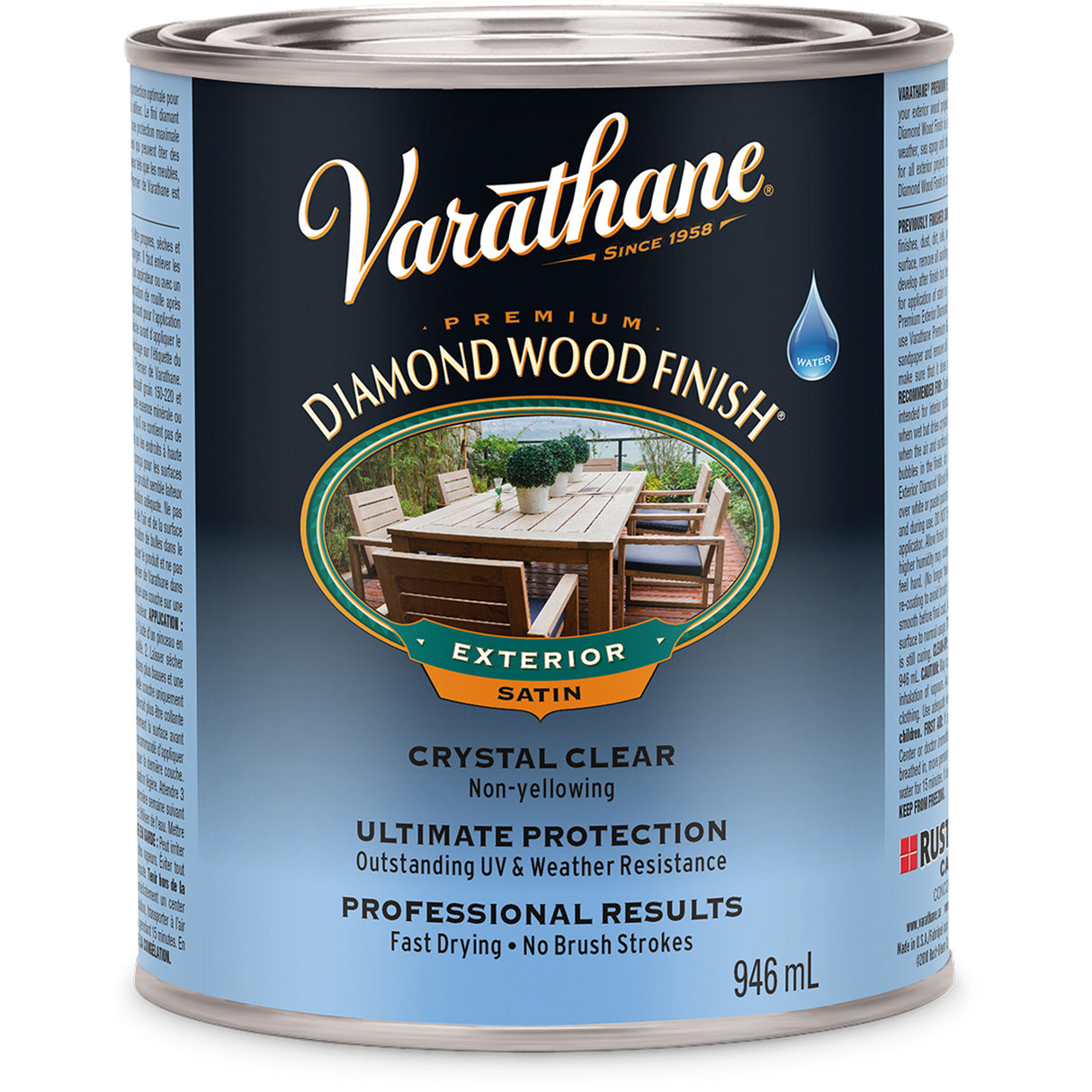 Varathane® Diamond Wood Finish® Exterior Finish, 946 ml, Clear, Satin