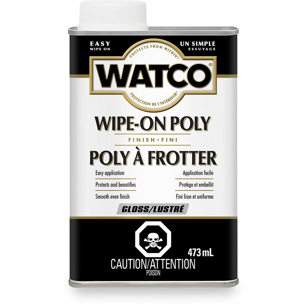 Watco® Wipe-on Poly Stain, 473 ml, Clear, Gloss
