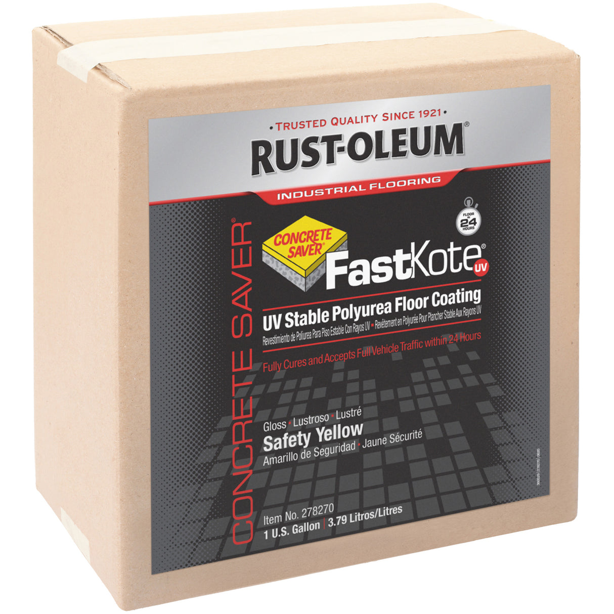 FastKote® UV Stable Polyurea Floor Coating, 1 gal., Urethane-Based, High-Gloss, Yellow