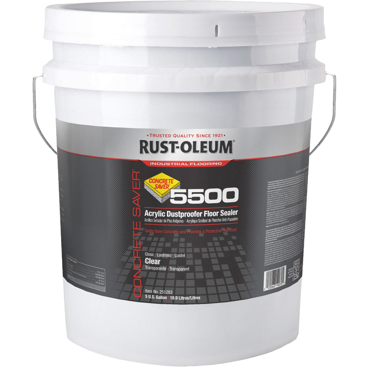 5500 System Acrylic Dustproofer Floor Sealer, 5 gal., Water-Based, Transparent, Clear