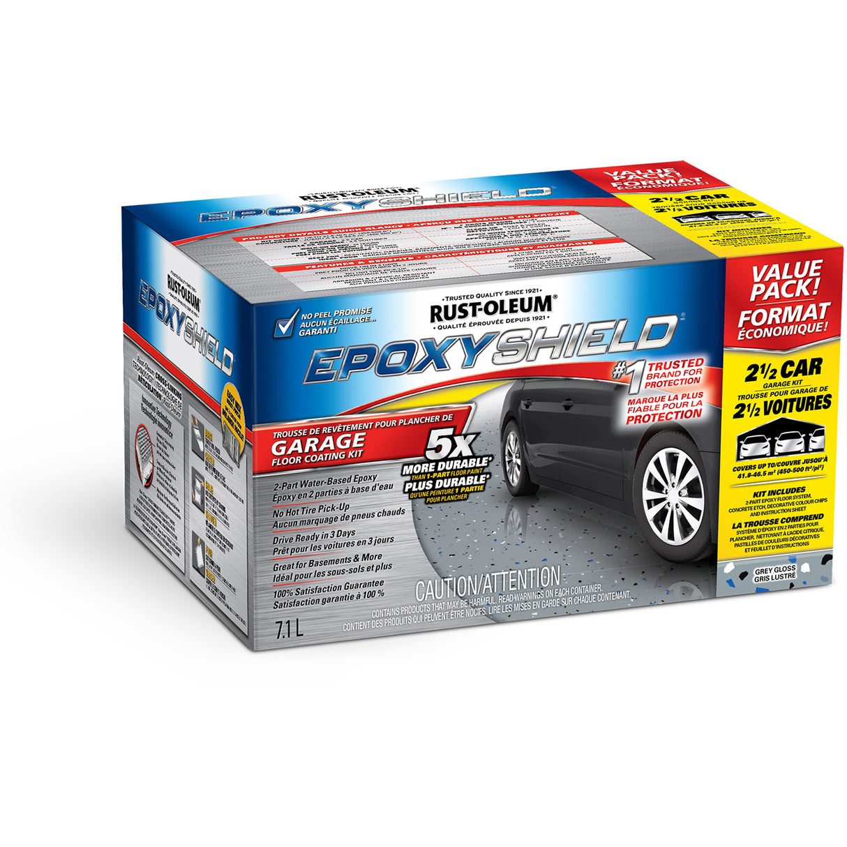 EpoxyShield® Garage Floor Coating, 7.1 L, Water-Based, Gloss, Grey