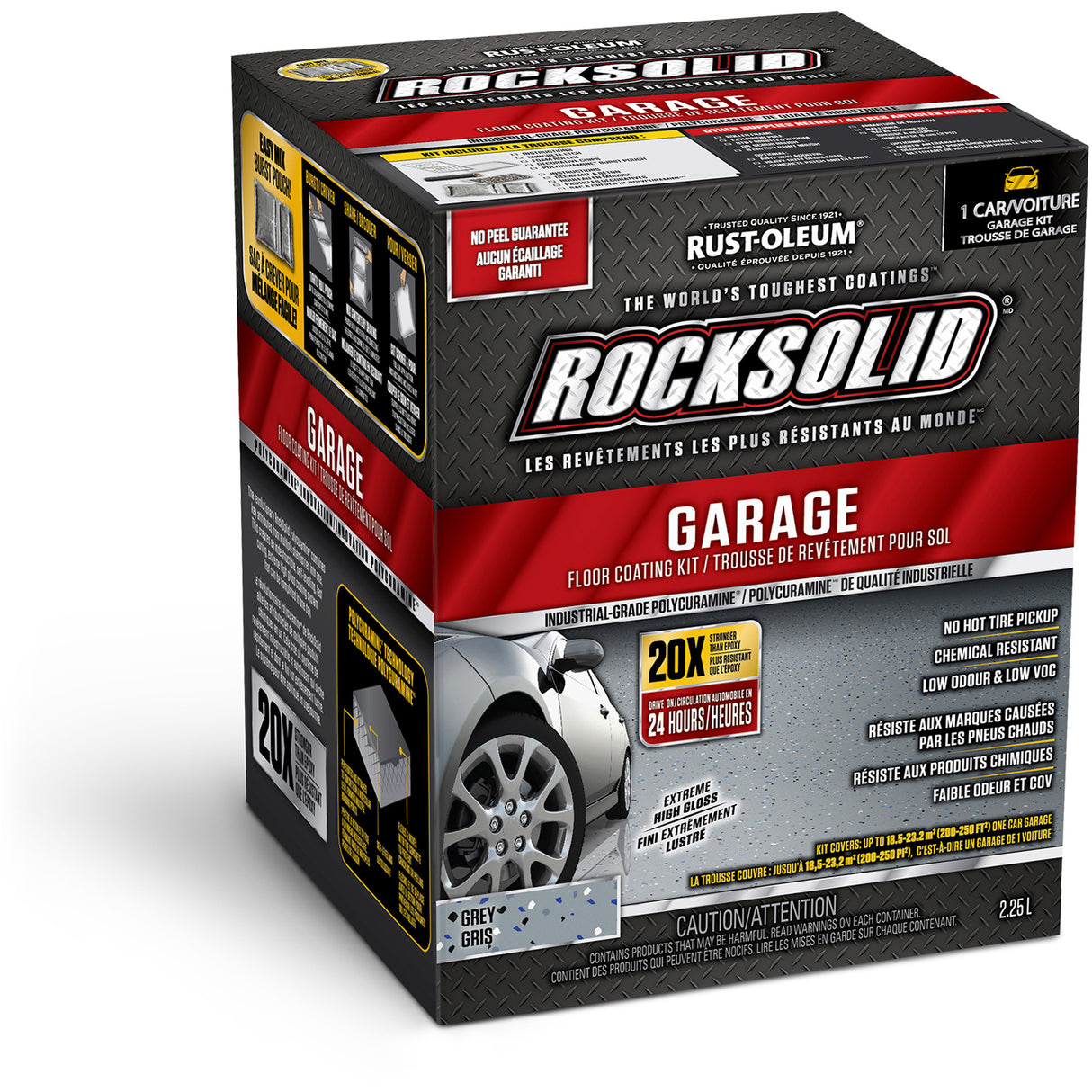RockSolid® Garage Floor Coating, Solvent-Based, High-Gloss, Grey