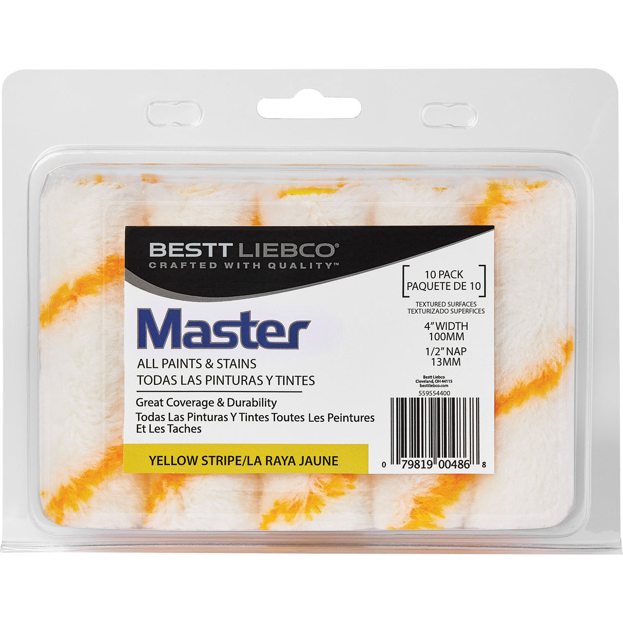 Master Yellow Stripe Mini Rollers, 13 mm (1/2") Nap, 101.6 mm (4") L
