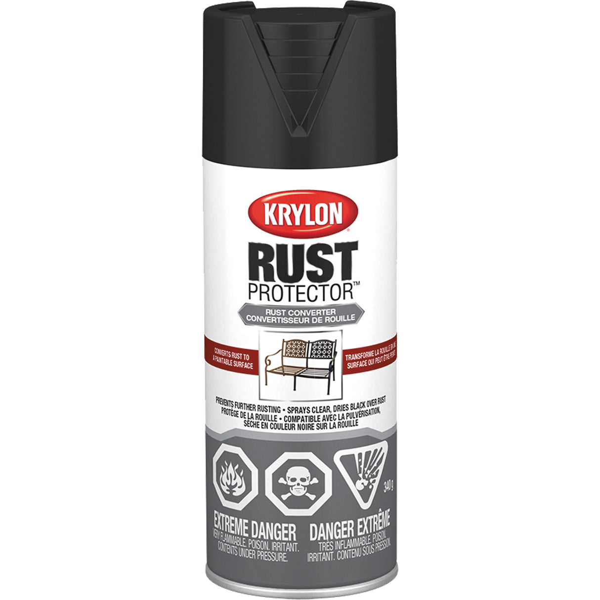 Rust Protector® Rust Preventative Enamel, Black Primer, Very Flat, 12 oz., Aerosol Can