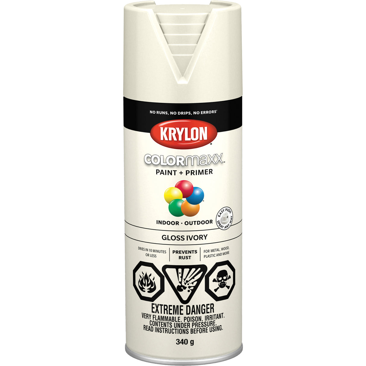 COLORmaxx™ Paint + Primer, Ivory White, Gloss, 12 oz., Aerosol Can