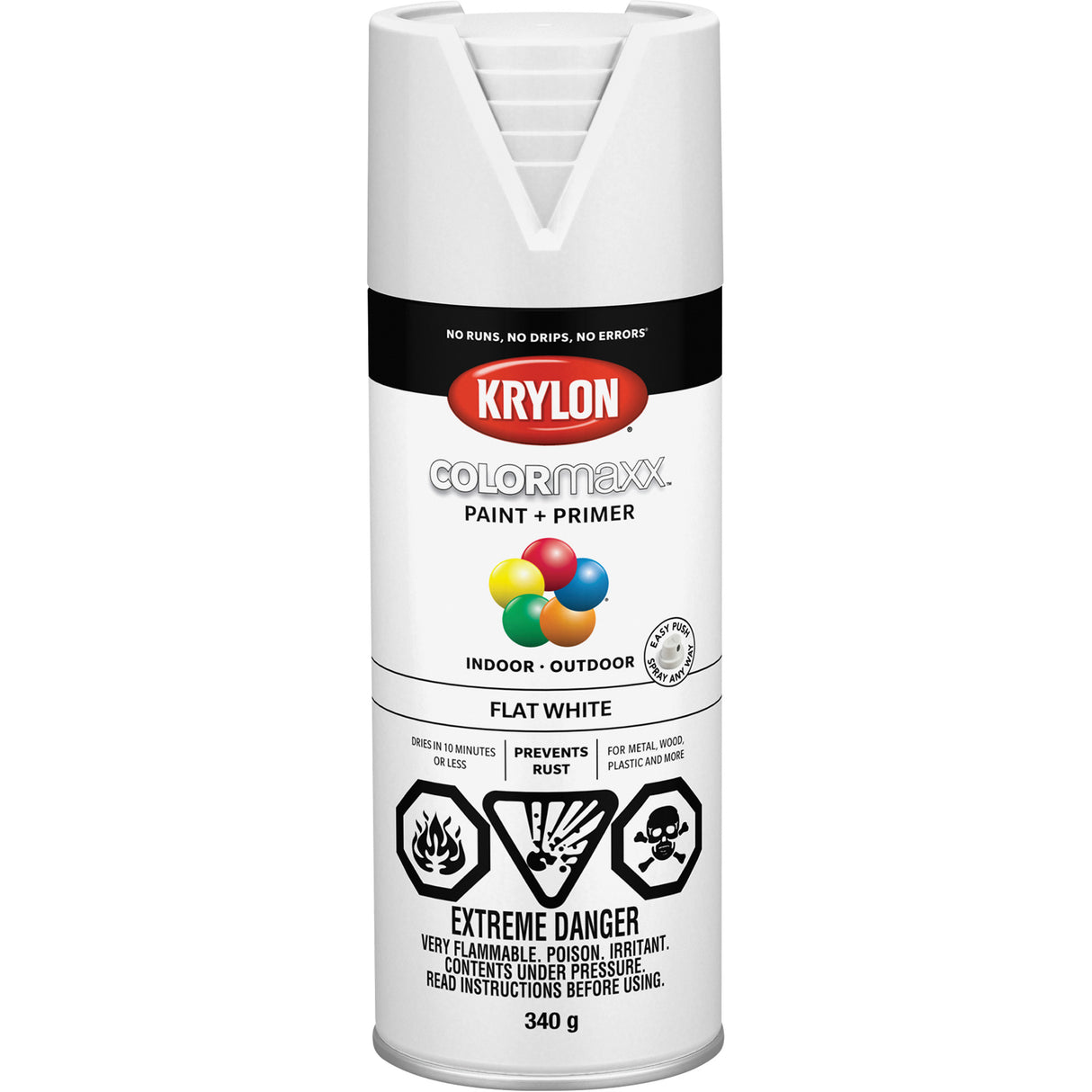 COLORmaxx™ Paint + Primer, White, Very Flat, 12 oz., Aerosol Can