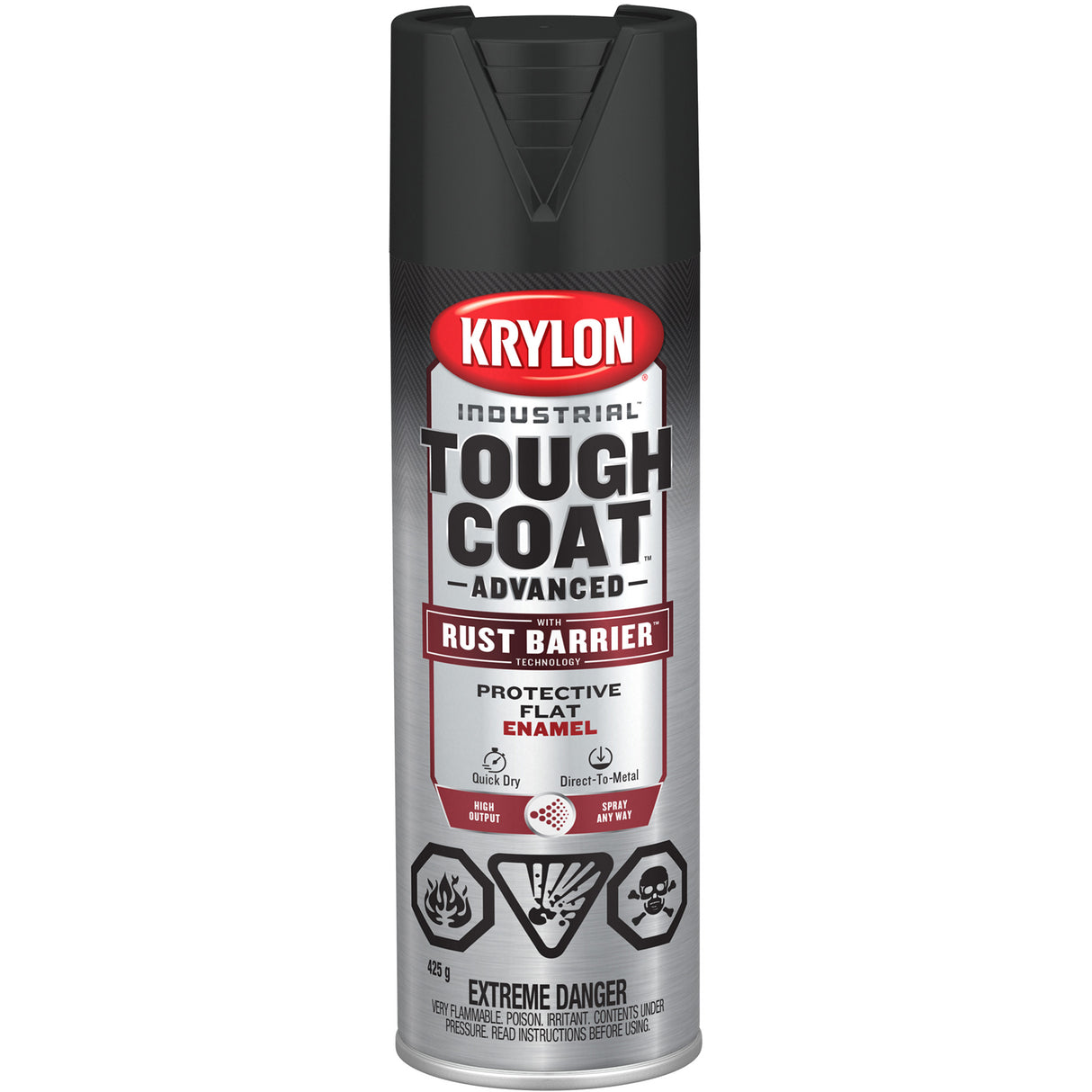 Tough Coat® Advanced Paint with Rust Barrier™ Technology, Black, Flat, 425 g, Aerosol Can