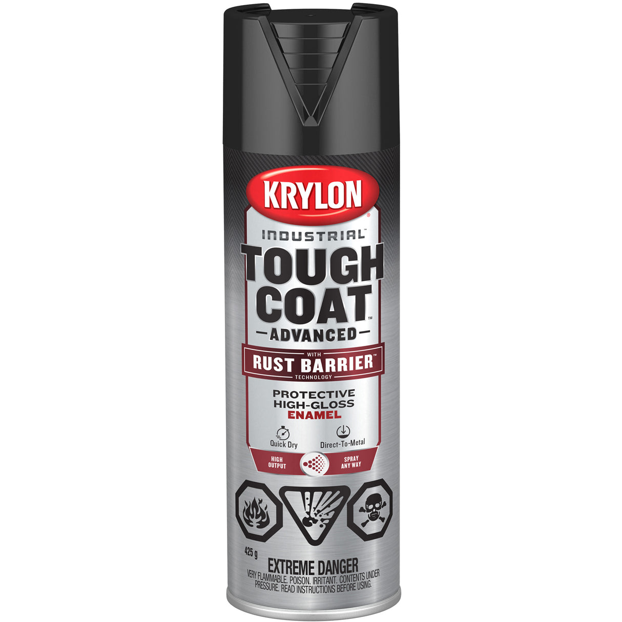 Tough Coat® Advanced Paint with Rust Barrier™ Technology, Black, High-Gloss, 425 g, Aerosol Can