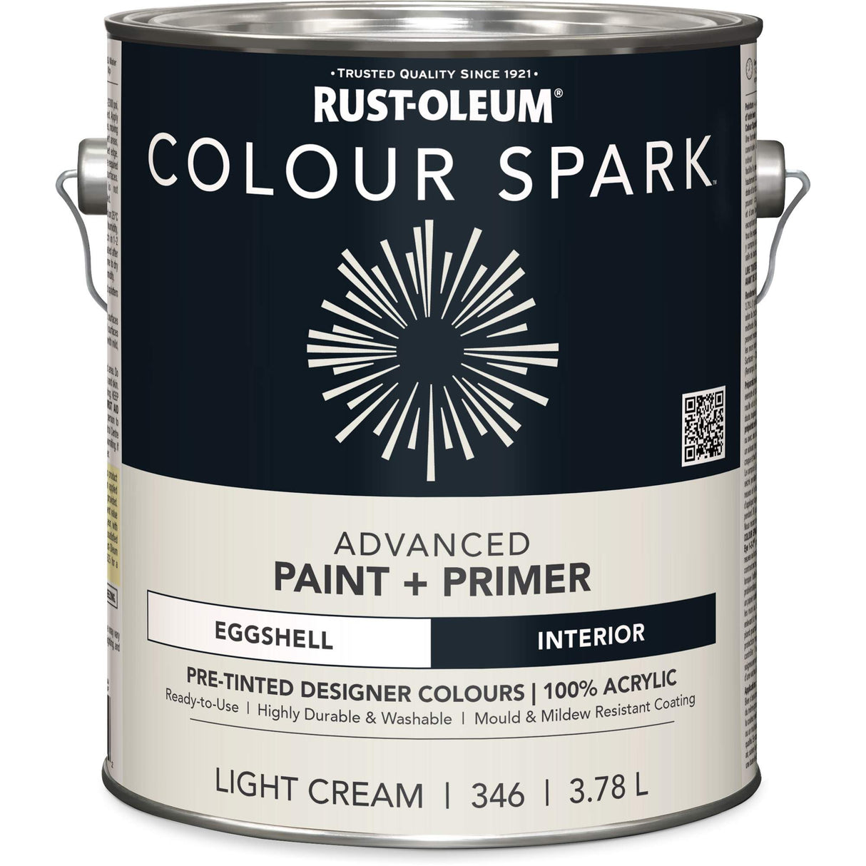 Colour Spark™ Interior Pre-Tinted Paint + Primer Wall Paint, White Cotton, Semi-Gloss, 3.78 L, Gallon