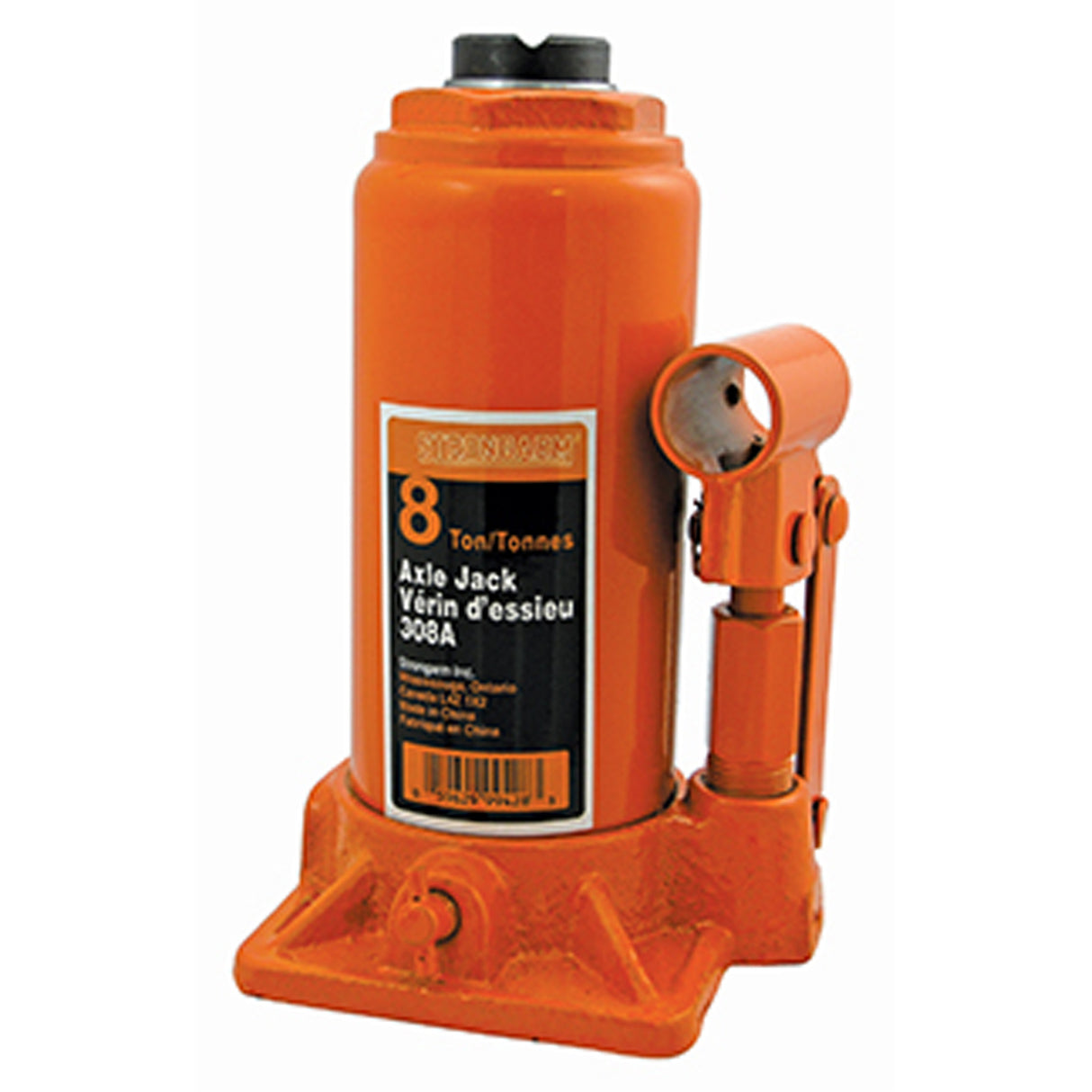 308A Bottle Jack, 8 tons, Manual Hydraulic, 15-3/4" Raised Height