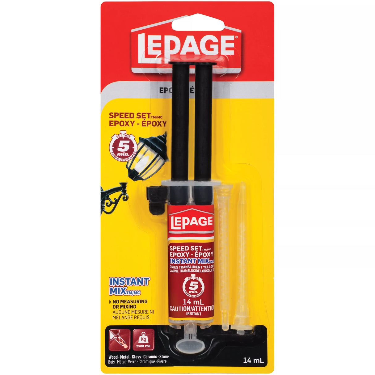 LePage Speed Set Instant Mix Epoxy, Clear Amber, 14 ml Syringe, Pack of 1 LePage