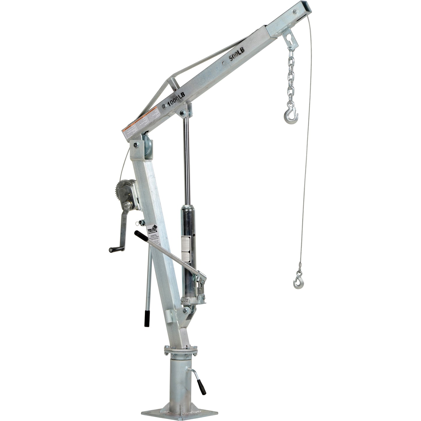 Winch Operated Truck Jib Crane, 500 lbs. (0.25 tons) Capacity, 99" Max. Clearance