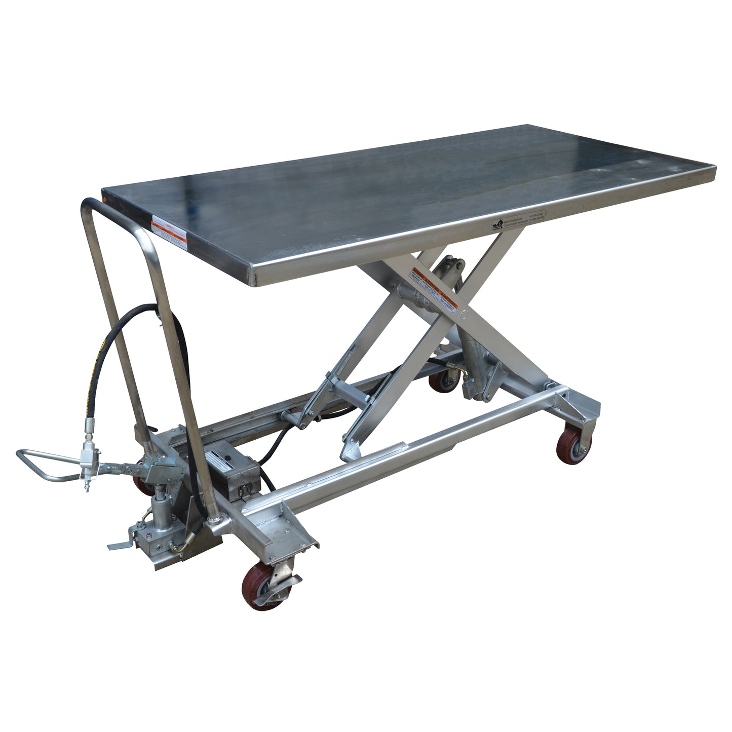 Pneumatic Hydraulic Scissor Lift Table, Stainless Steel, 63" L x 31-1/2" W, 1000 lbs. Cap.