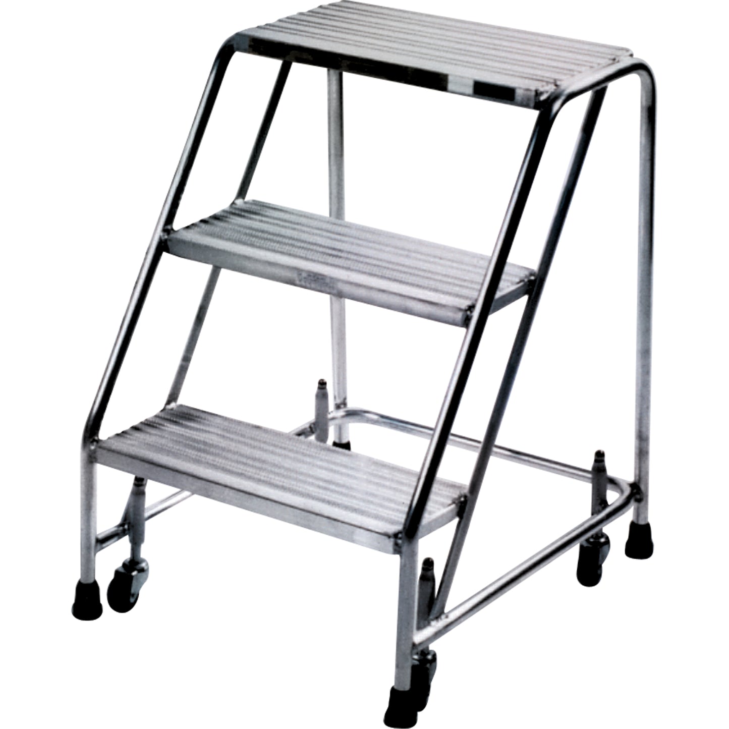Rolling Ladders, 2 Steps, 24" Step Width, 19" Platform Height, Aluminum