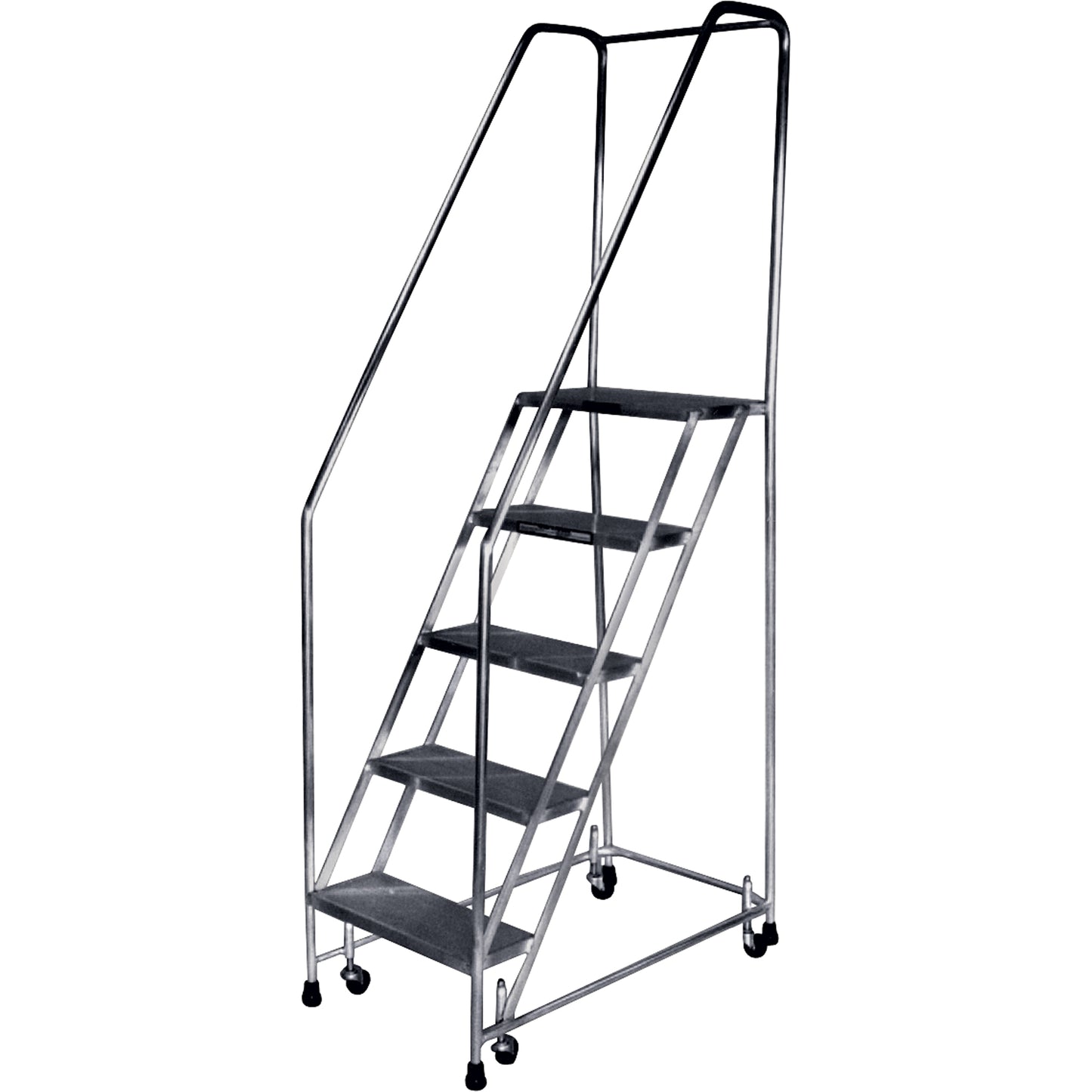 Rolling Ladders, 7 Steps, 24" Step Width, 66-1/2" Platform Height, Aluminum