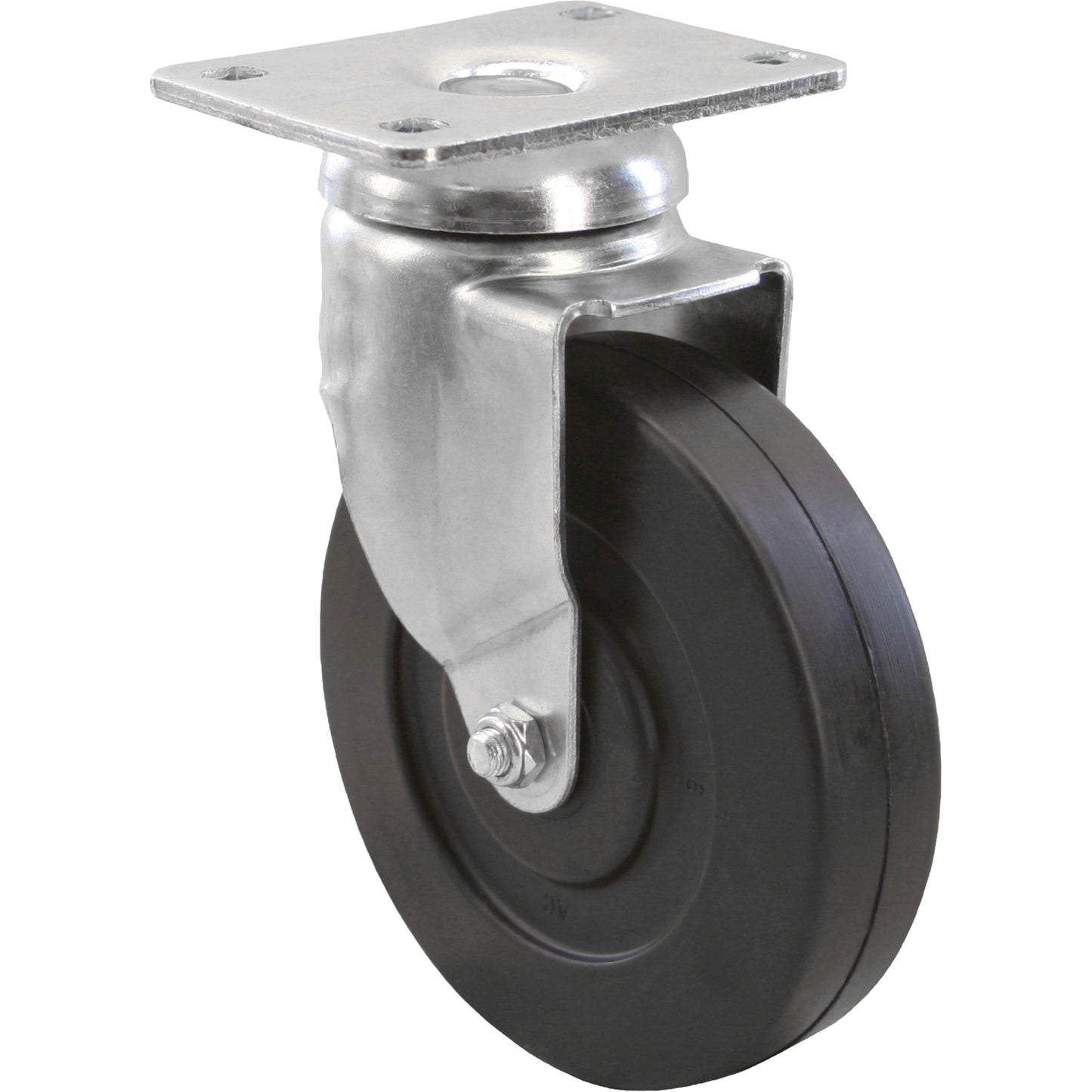 Medium Duty Caster, Swivel, 5" (127 mm), Rubber, 275 lbs. (125 kg.)