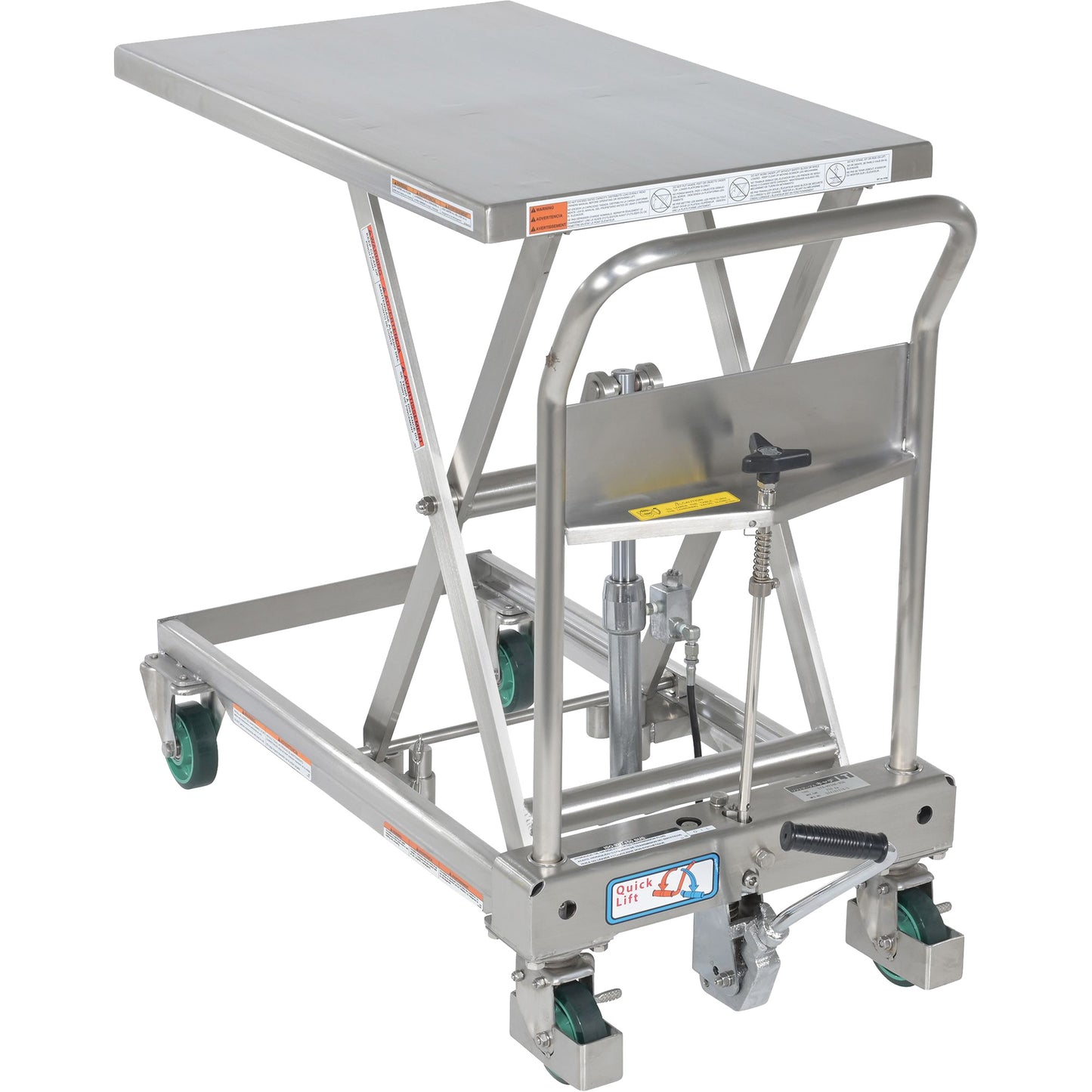 Hydraulic Scissor Lift Table, 31-1/2" L x 19-1/2" W, Stainless Steel, 550 lbs. Capacity