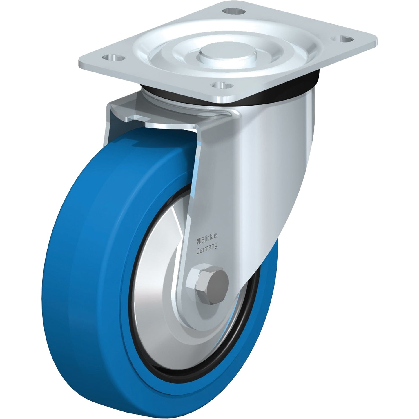Blue Caster, Swivel, 6" (152.4 mm), Rubber, 770 lbs. (349 kg.)