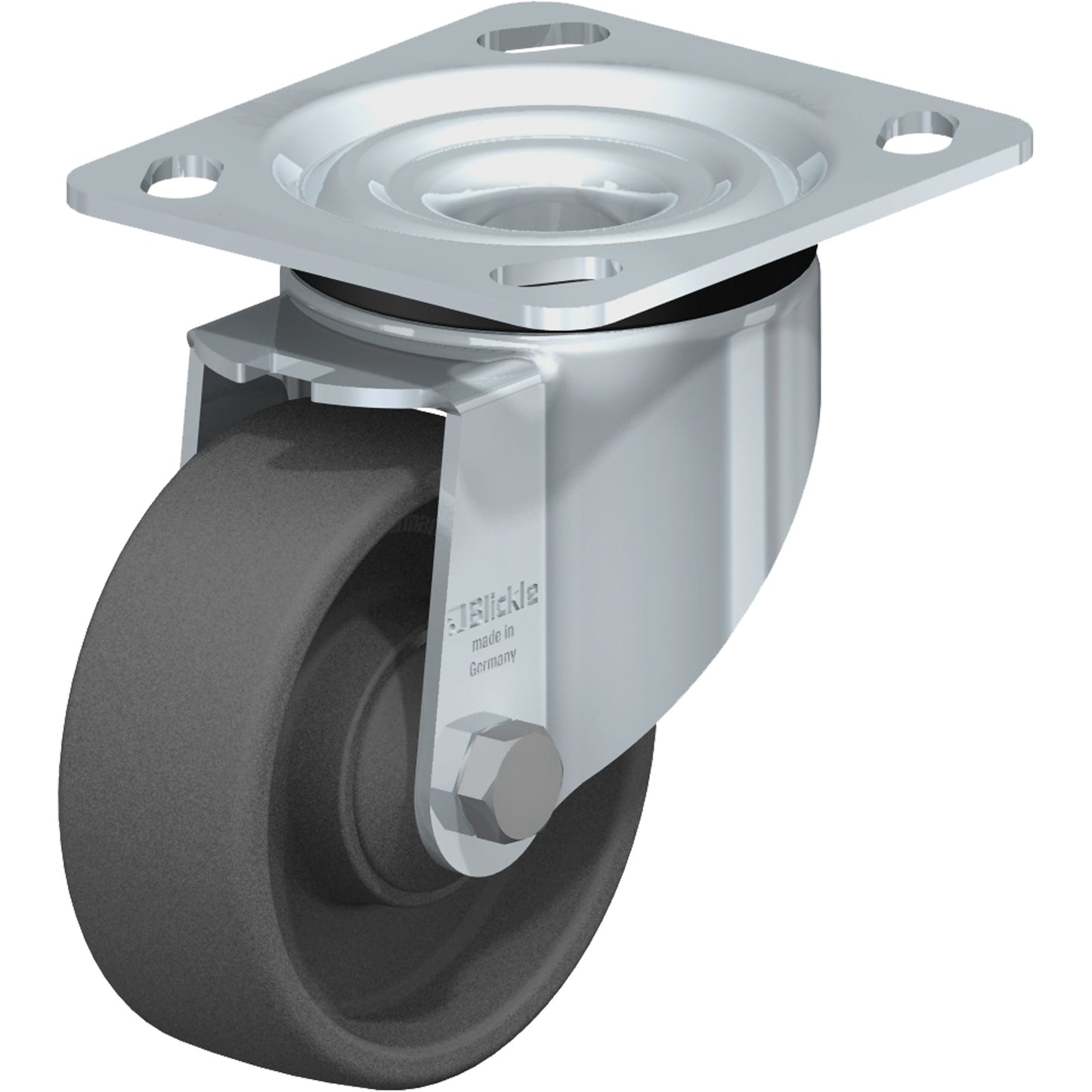 Impact-Resistant Caster, Swivel, 4" (101.6 mm), Nylon, 615 lbs. (280 kg.)