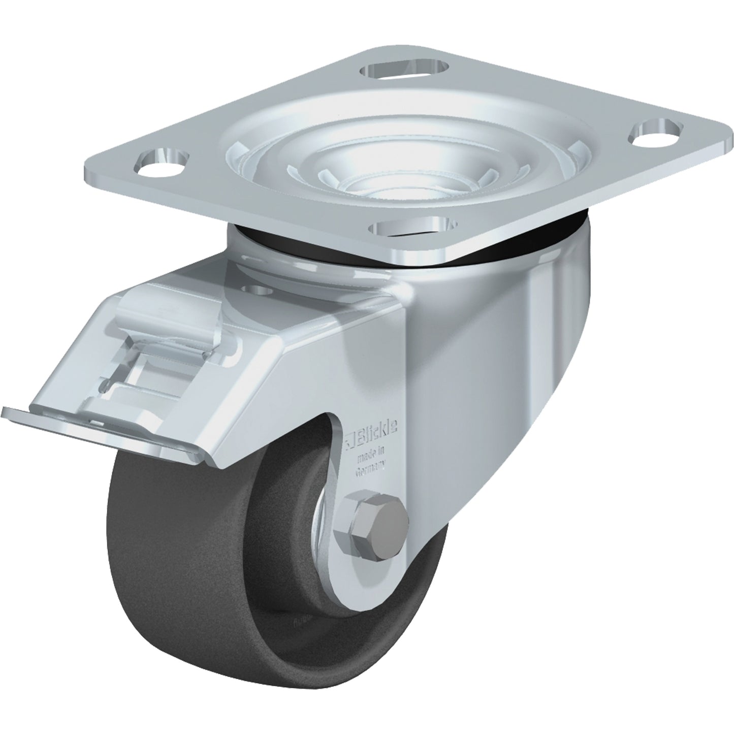 Impact-Resistant Caster, Swivel with Brake, 3-1/8" (79.5 mm), Nylon, 350 lbs. (158.8 kg.)