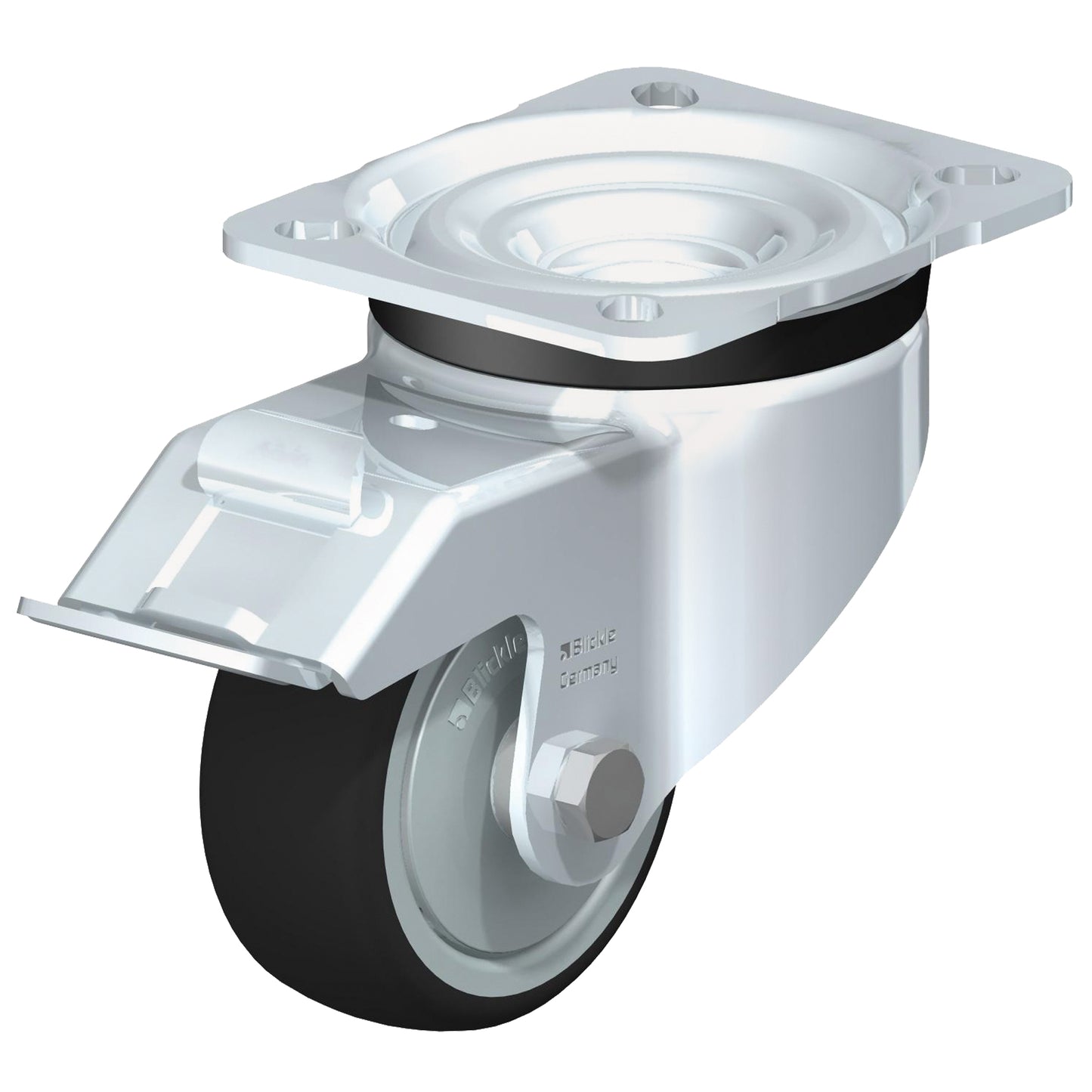 High-Quality Caster, Swivel with Brake, 3-1/8" (79.5 mm), Thermoplastic Polyurethane, 330 lbs. (150 kg.)