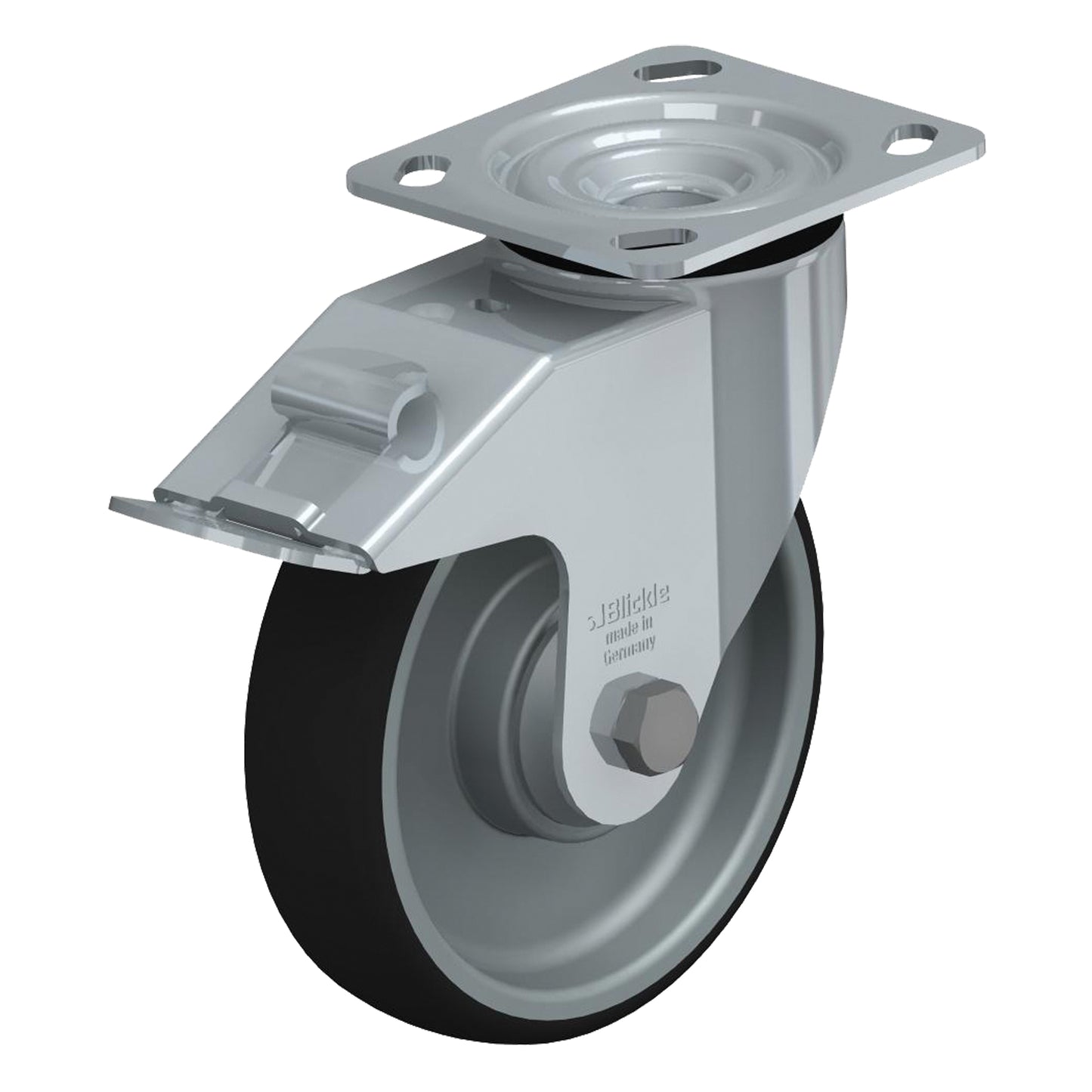 High-Quality Caster, Swivel with Brake, 6" (152.4 mm), Thermoplastic Polyurethane, 660 lbs. (300 kg.)
