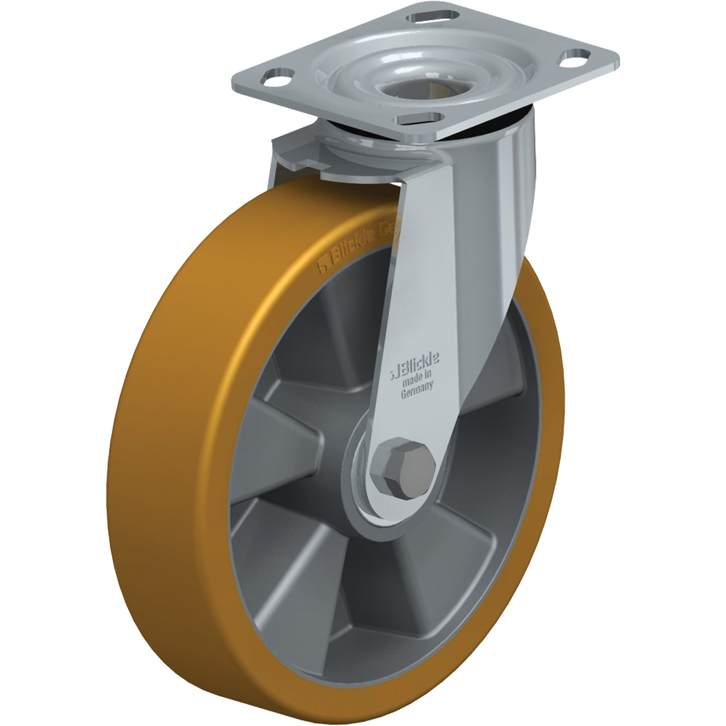 High-Quality Caster, Swivel, 8" (203.2 mm), Polyurethane Elastomer, 660 lbs. (300 kg.)