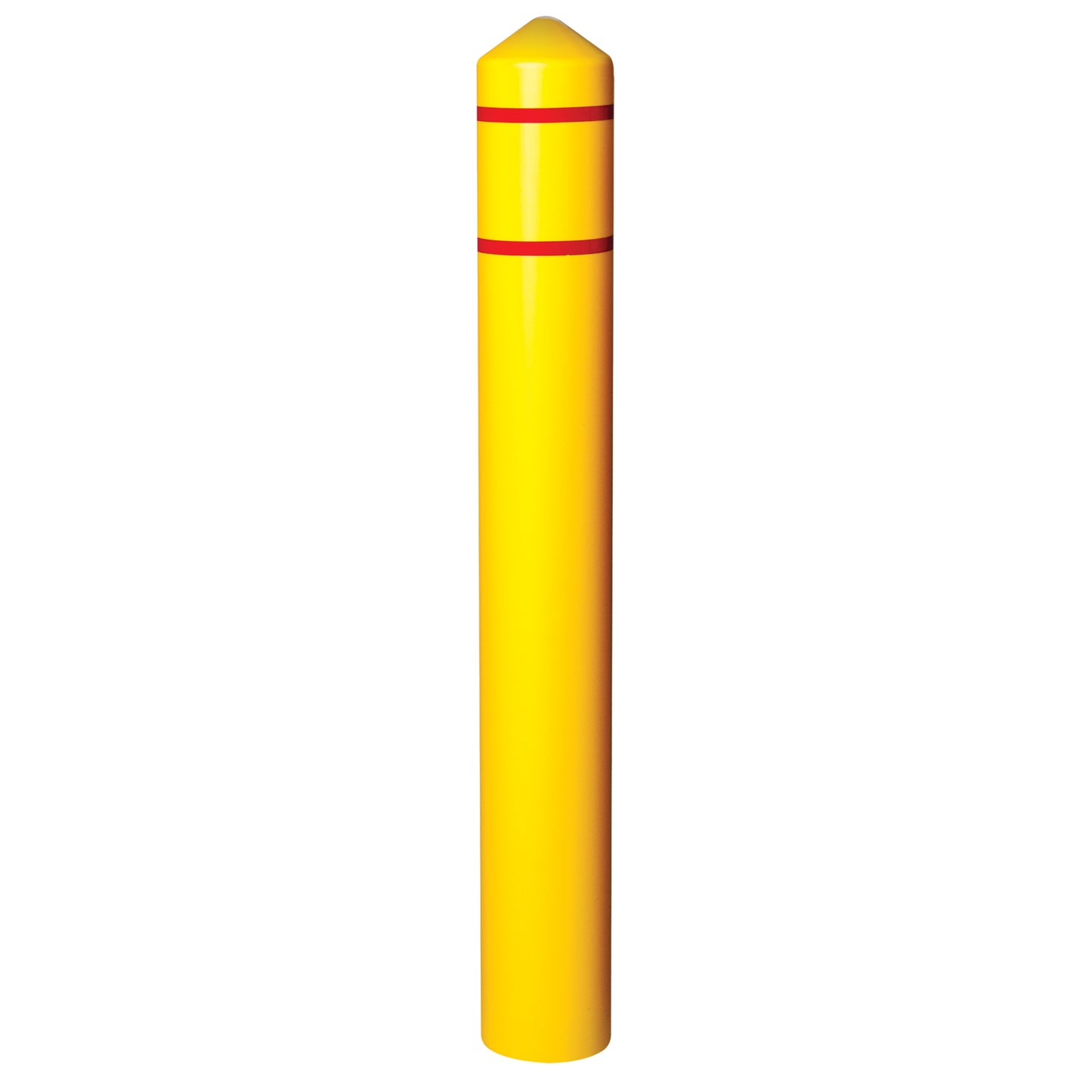 Smooth Bollard Cover With Reflective Stripes, 6" Dia. x 56" L, Yellow