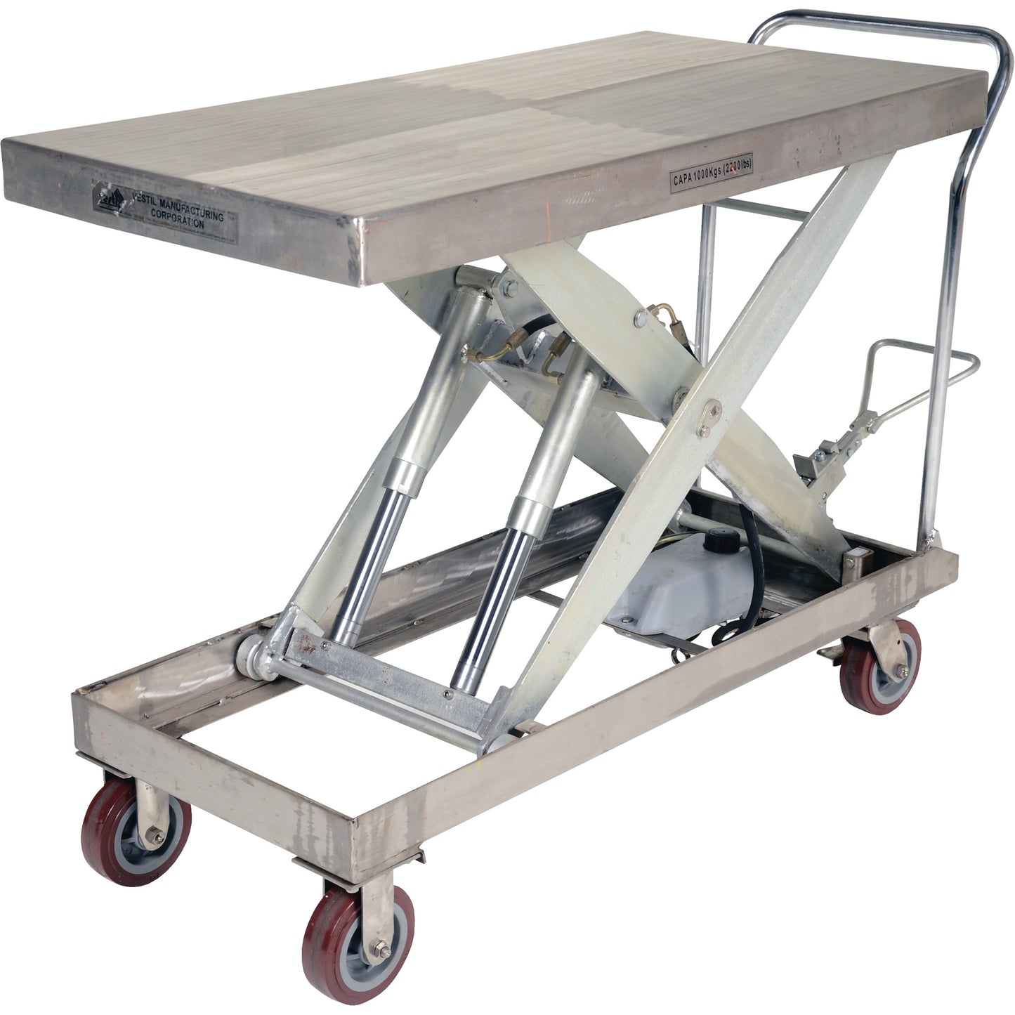 Manual Hydraulic Scissor Lift Table, 47" L x 24" W, Partial Stainless Steel, 2000 lbs. Capacity