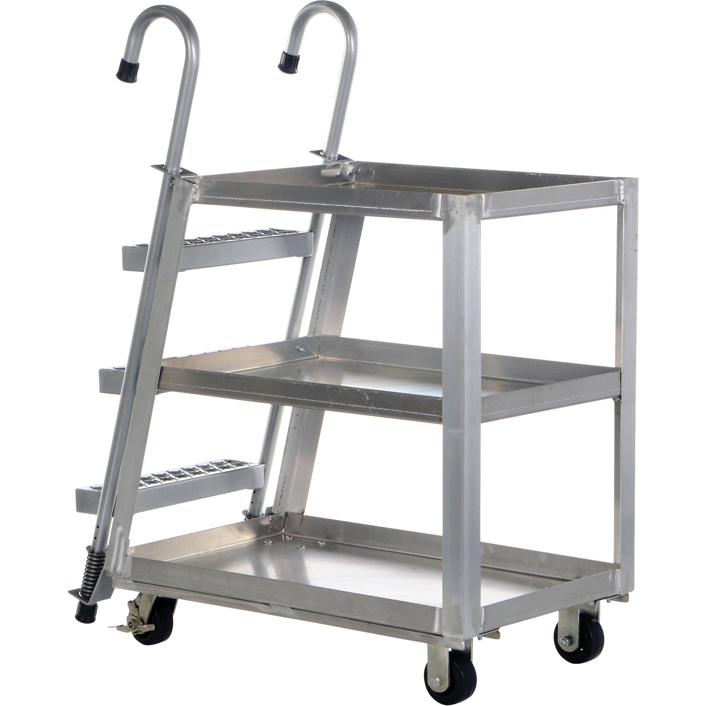 Stockpicker Truck, Aluminum, 21-7/8" W x 40" D, 3 Shelves, 660 lbs. Capacity