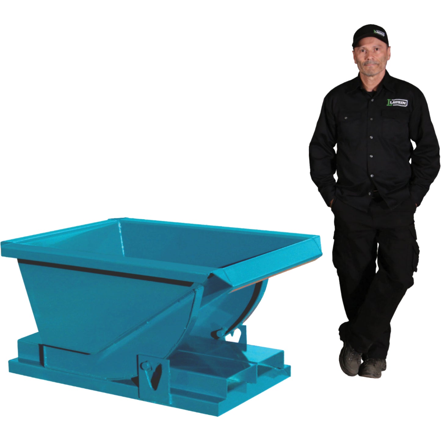 Heavy-Duty Self-Dumping Hopper, Steel, 1/4 cu.yd., Blue
