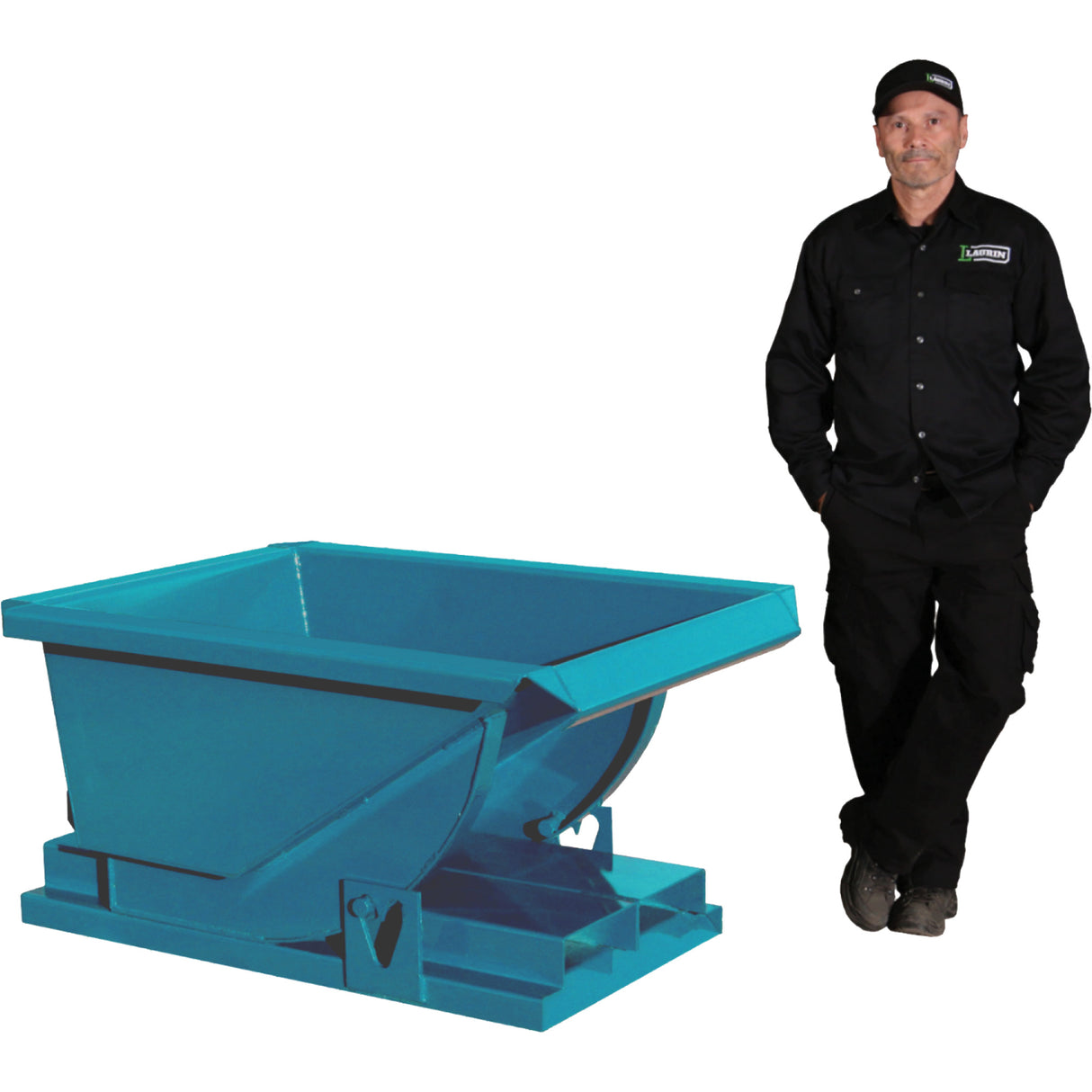 Extra Heavy-Duty Self-Dumping Hopper, Steel, 1/3 cu.yd., Blue