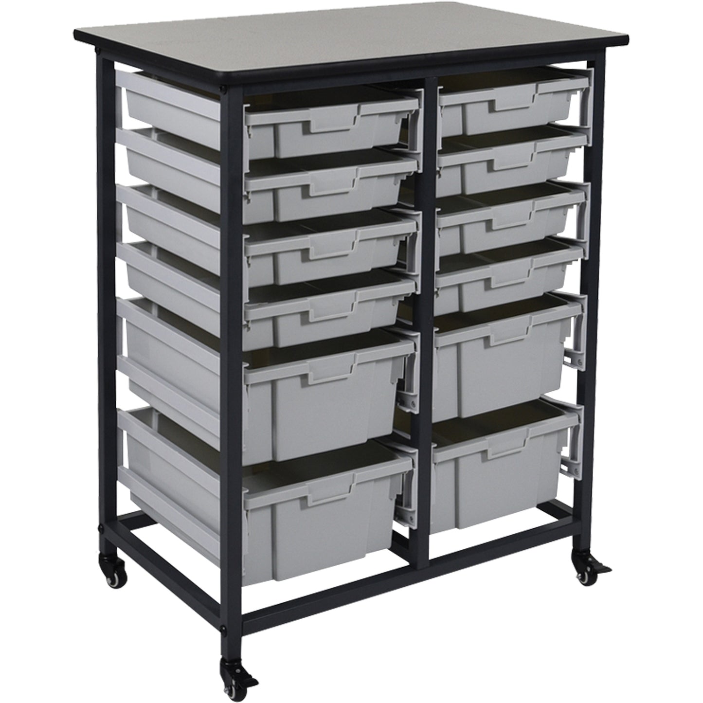 Mobile Bin Storage Unit, Single-sided, 12 bins, 30-3/4" W x 20" D x 37-1/2" H