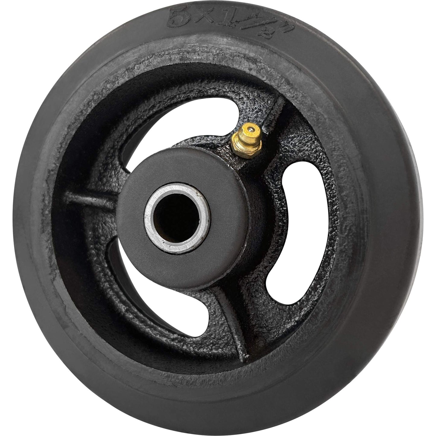 Mold-On Rubber Wheel, 5'' (127 mm) Dia. x 1-1/2" (38 mm) W, 400 lbs. (181 kg.) Capacity