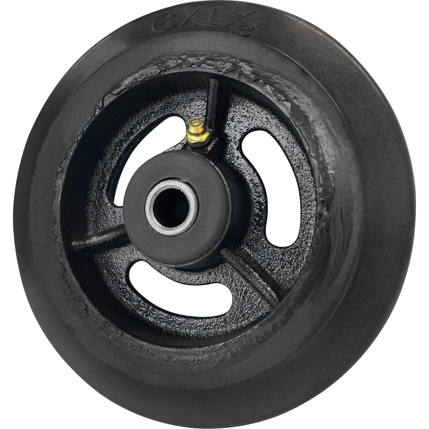 Mold-On Rubber Wheel, 6'' (152 mm) Dia. x 1-1/2" (38 mm) W, 450 lbs. (204 kg.) Capacity