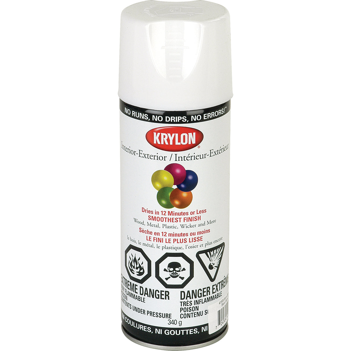 Acryli-Quik™ Acrylic Lacquer, White, Semi-Gloss, 12 oz., Aerosol Can