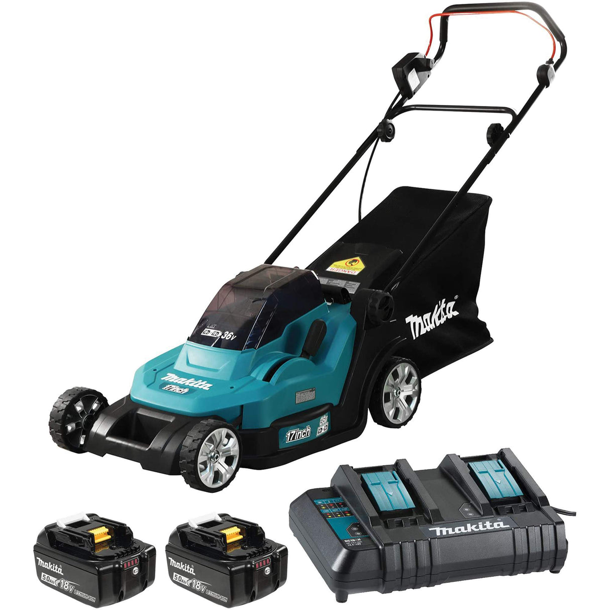 36V 5.0 Ah LXT Lawn Mower Kit, Push Walk-Behind, Battery Powered, 17" Cutting Width
