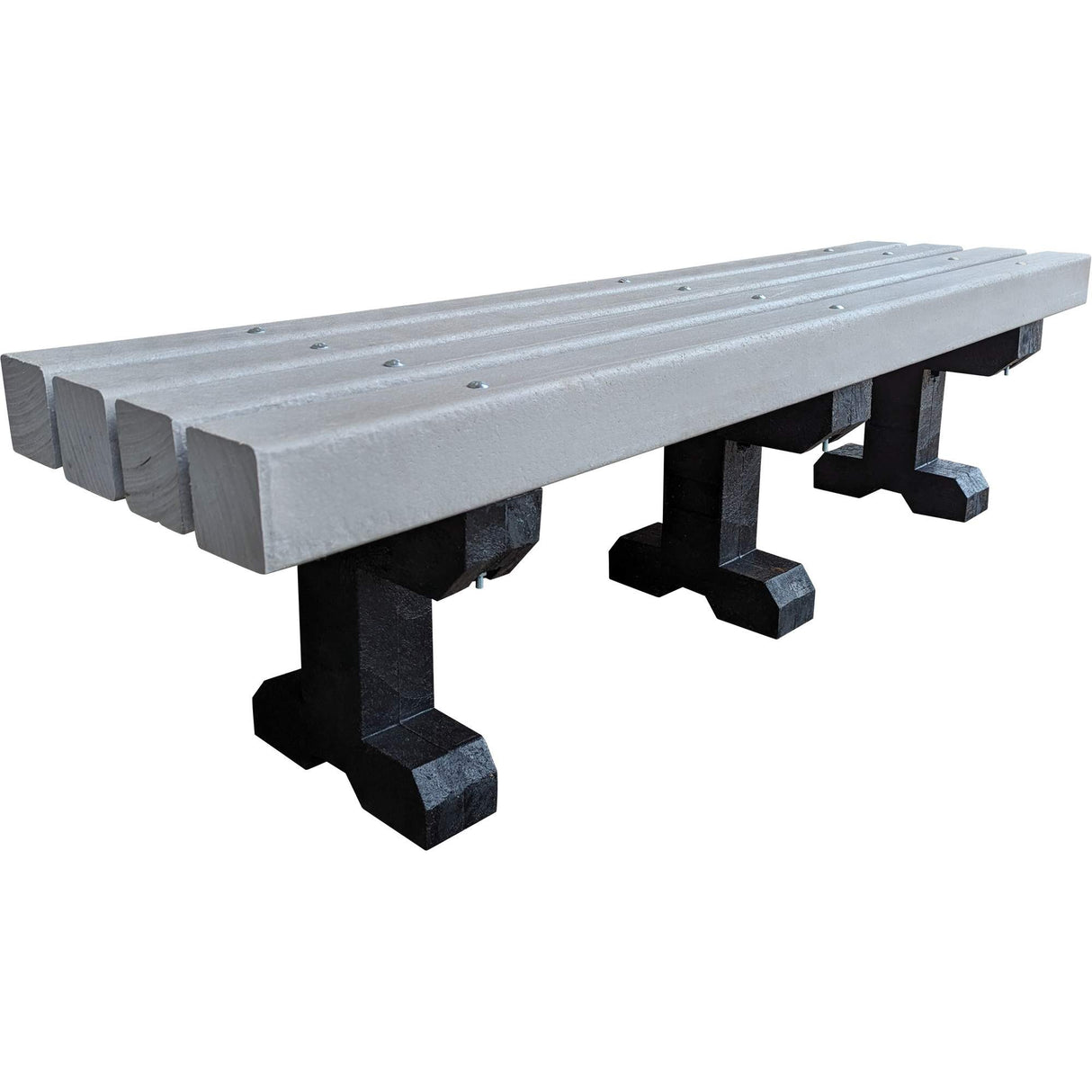 Park Bench, Recycled Plastic, 72" L x 17" W x 17" H, Grey