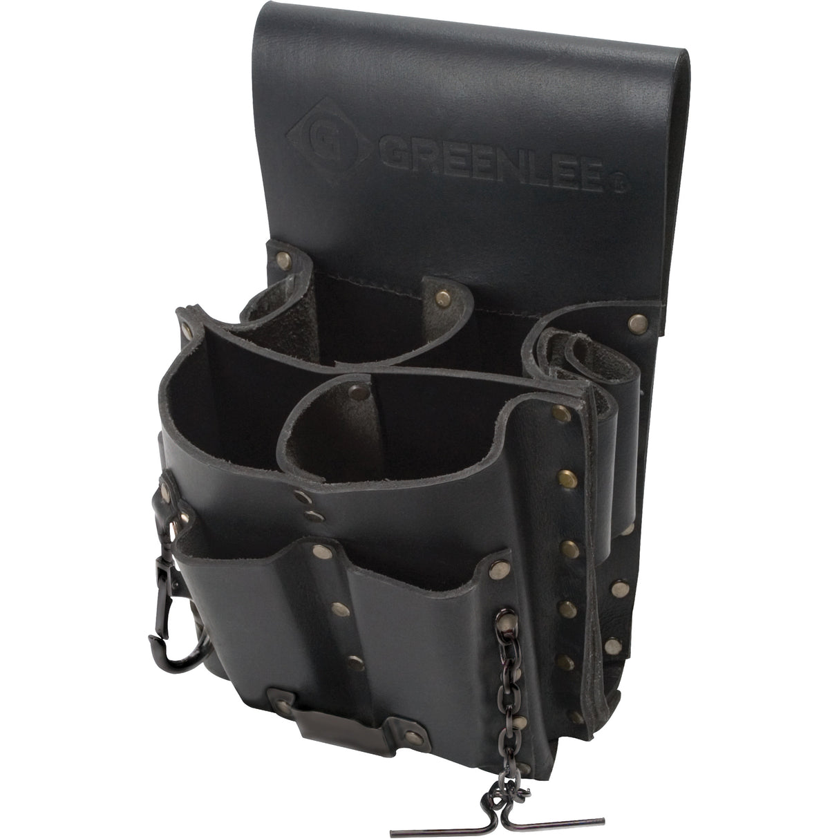 Tool Belt Pouch, Multiple Tool Holder, Leather, 8 Pockets