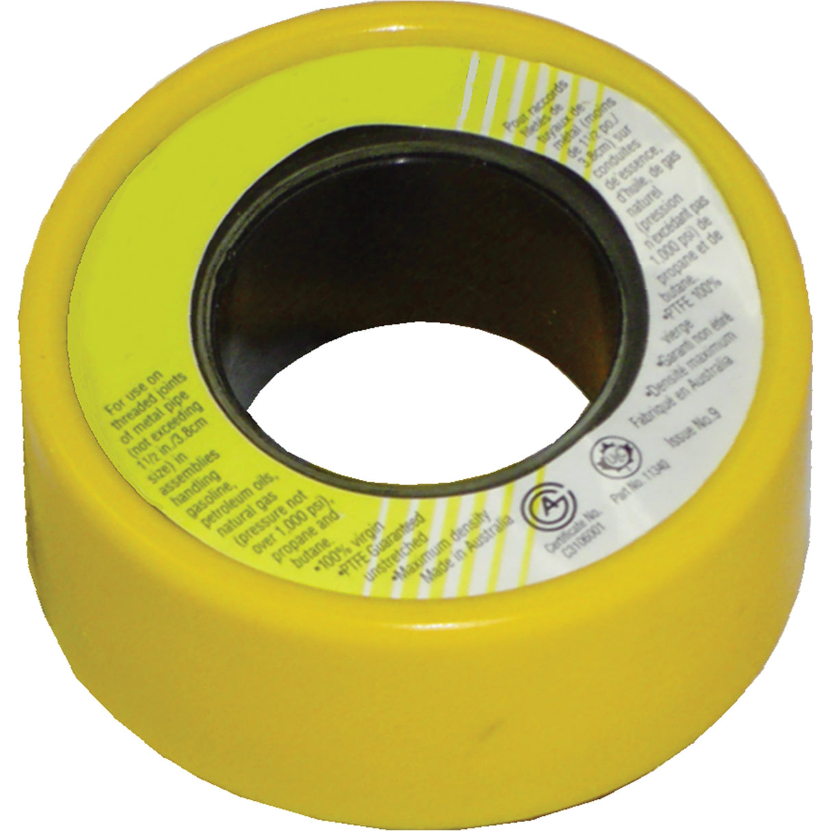 PFTE Gas Thread Sealant Tape, 236" L x 1/2" W, Yellow