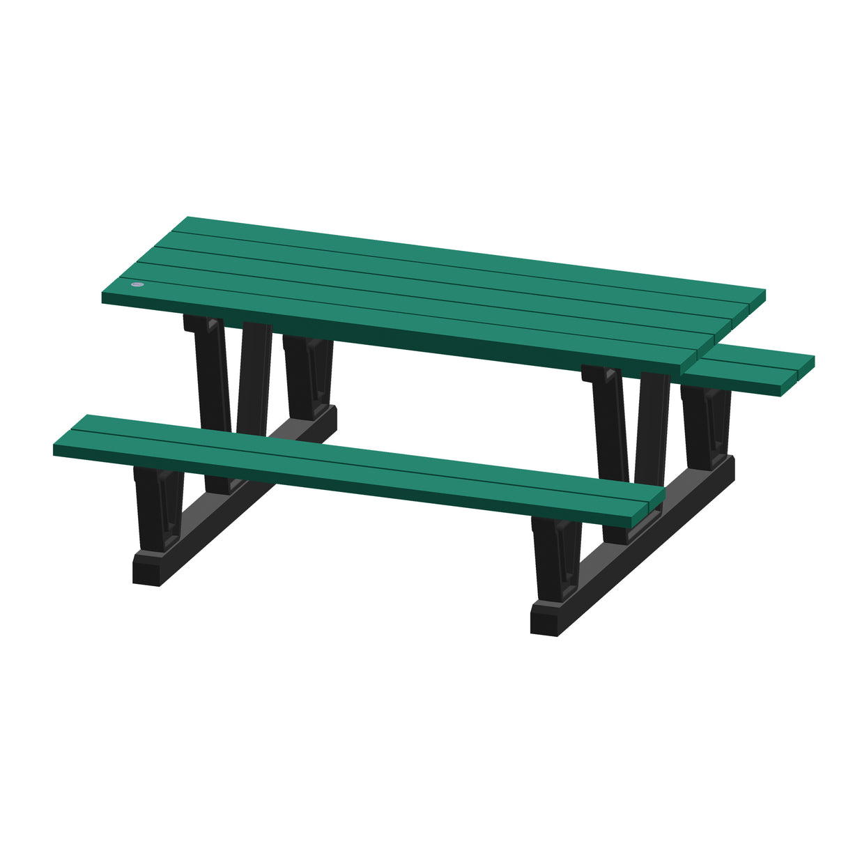 Recycled Plastic Outdoor Picnic Tables, 72" L x 60-5/16" W, Green