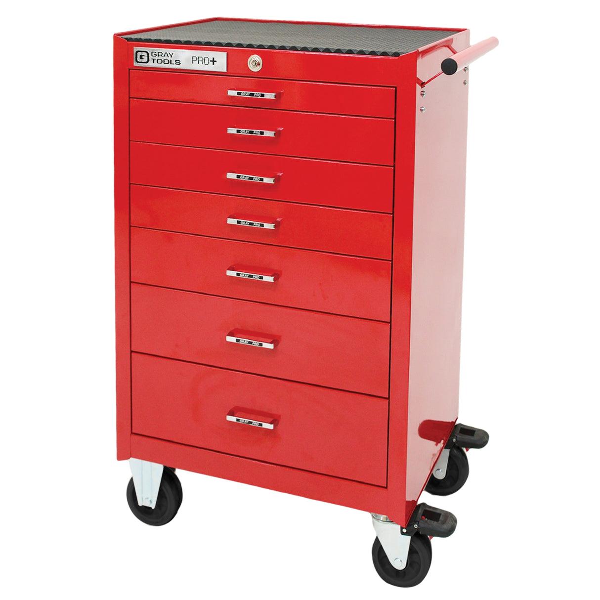 PRO+ Series Roller Cabinet, 7 Drawers, 26" W x 19" D x 42" H, Red